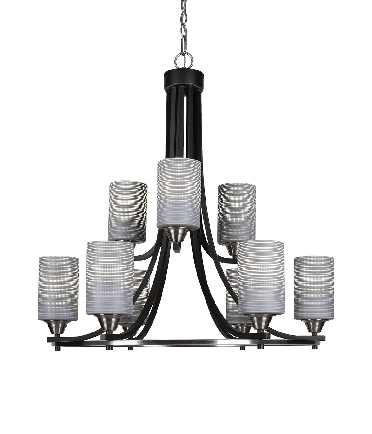 Toltec Lighting Paramount 9 Light Chandelier in Matte Black & Brushed Nickel (3409-MBBN-4062)
