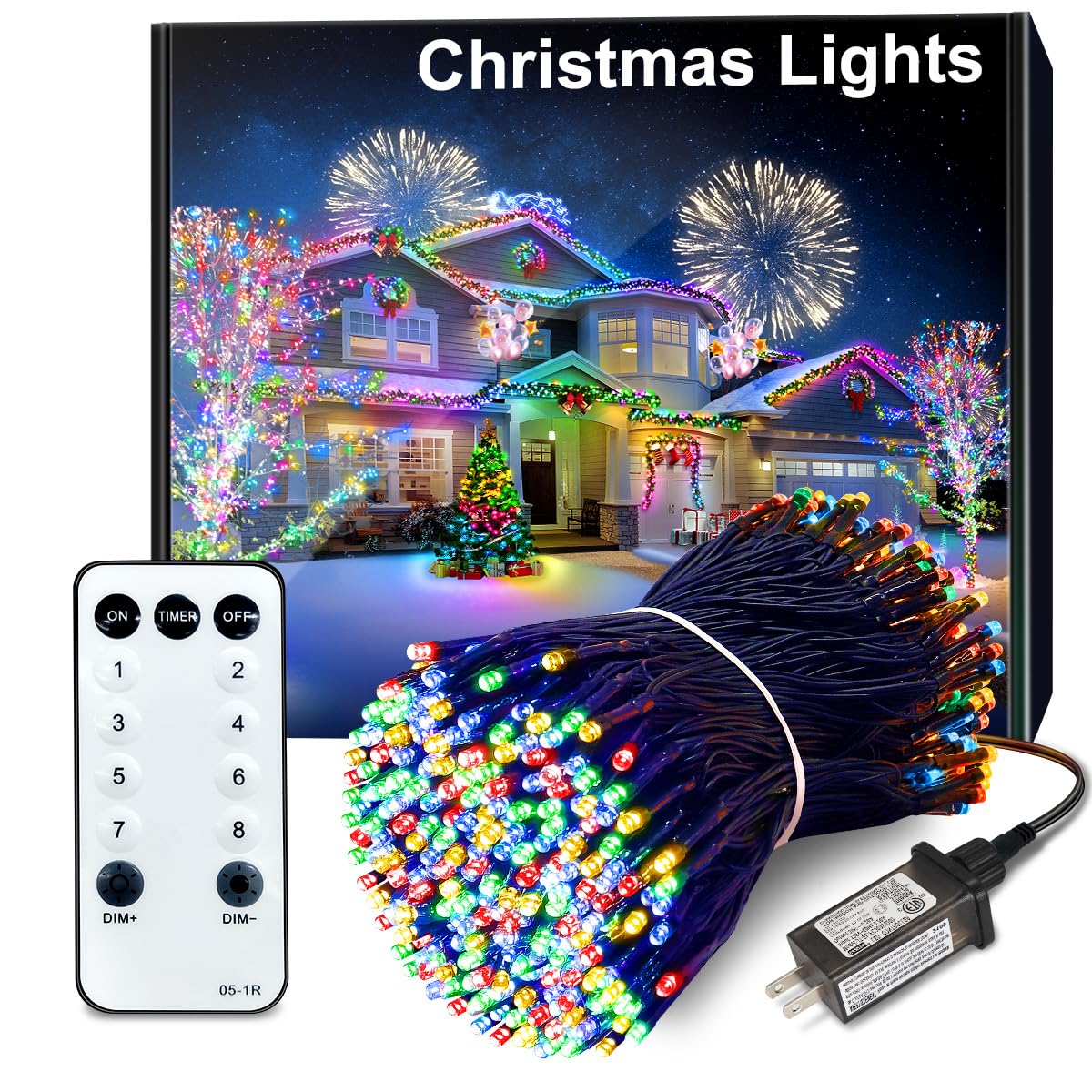 Acan 213Ft Christmas Lights Multicolor  600 Led String Lights Outdoor With Remote Control  8 Modes Fairy Light Plug In Outside Waterproof For Patio Bedroom Holiday Party Christmas Tree Wedding Garden