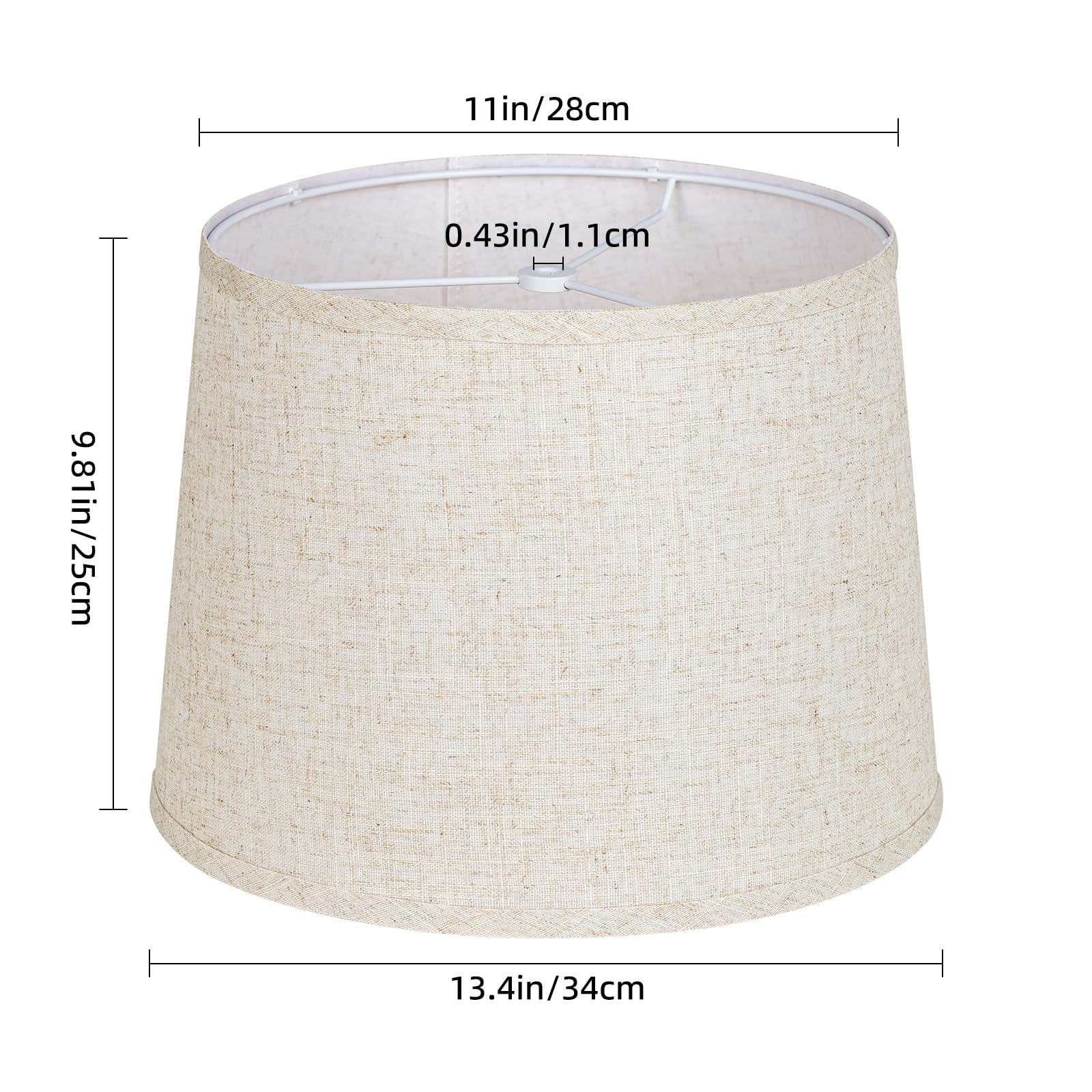 KOZEOTA Drum Lampshades Set of 2, Beige Natural Linen, 11.3in Top x 13.3in Bottom x 9.9in High, Model LS2P