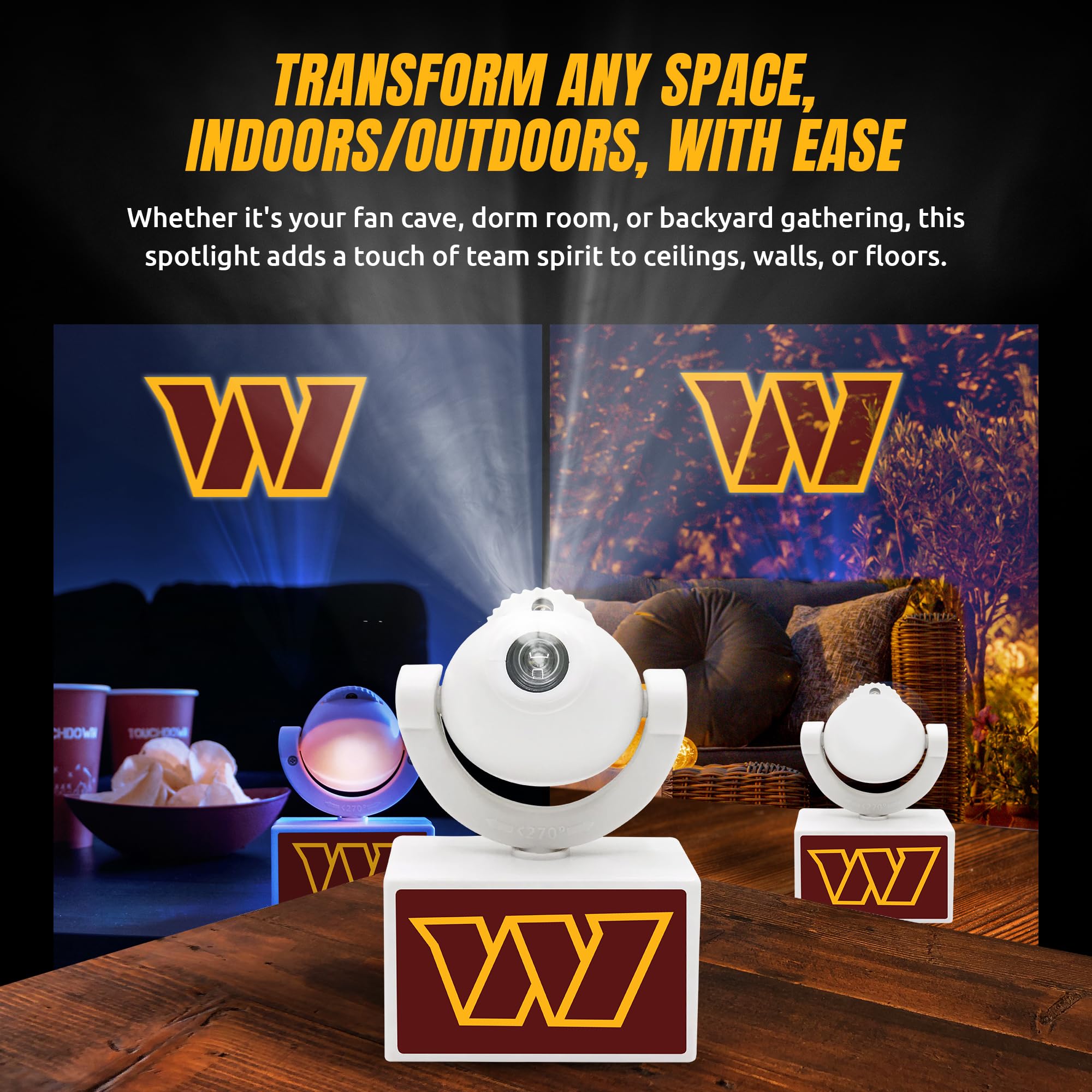 Sporticulture Nfl Carolina Panthers Adjustable Led Spotlight Projector - Portable & Rechargeable