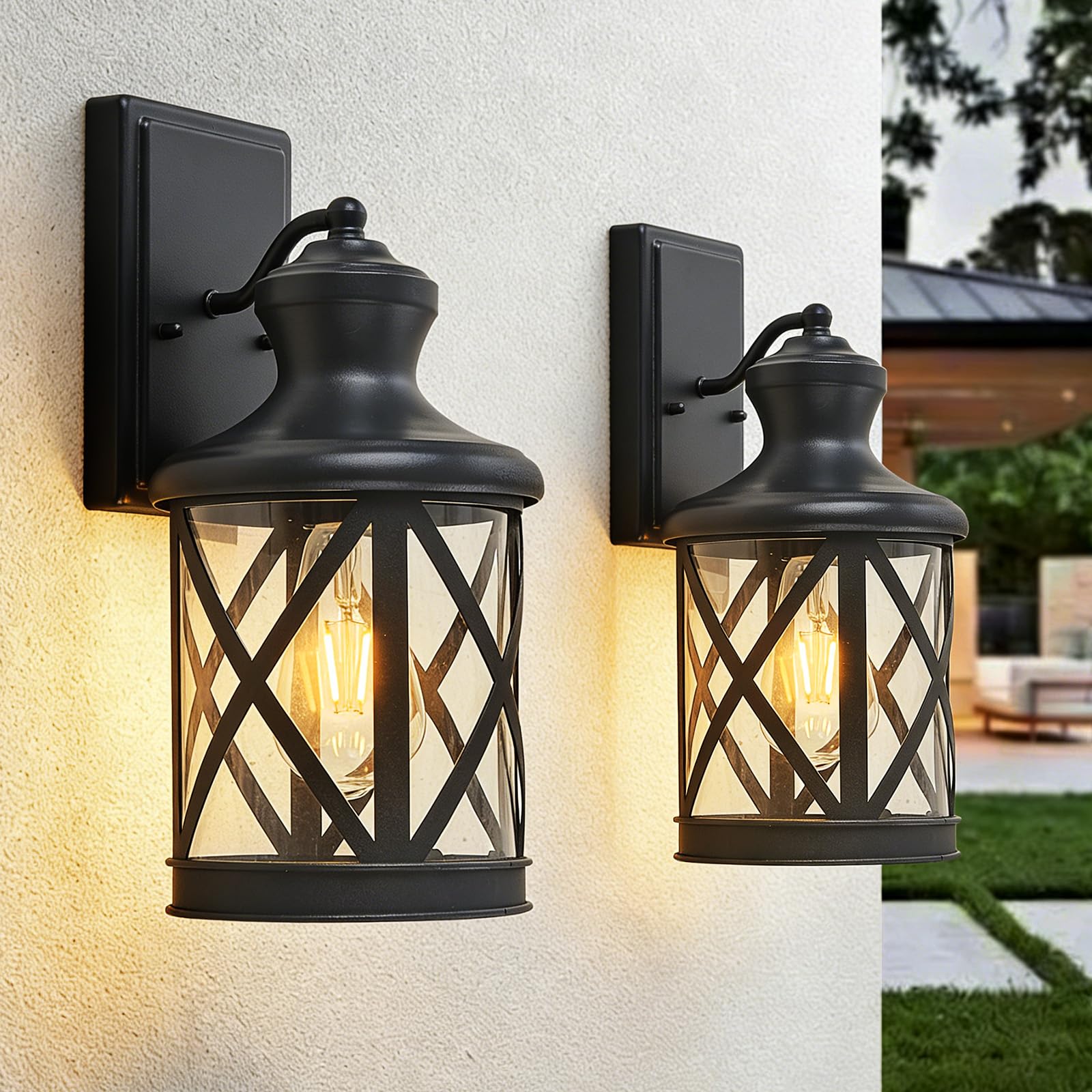 Lifora Hay 2-Pack Classic Outdoor Wall Light Fixtures, Waterproof Wall Sconces, Exterior Wall Sconces Lighting with E26 Sockets 