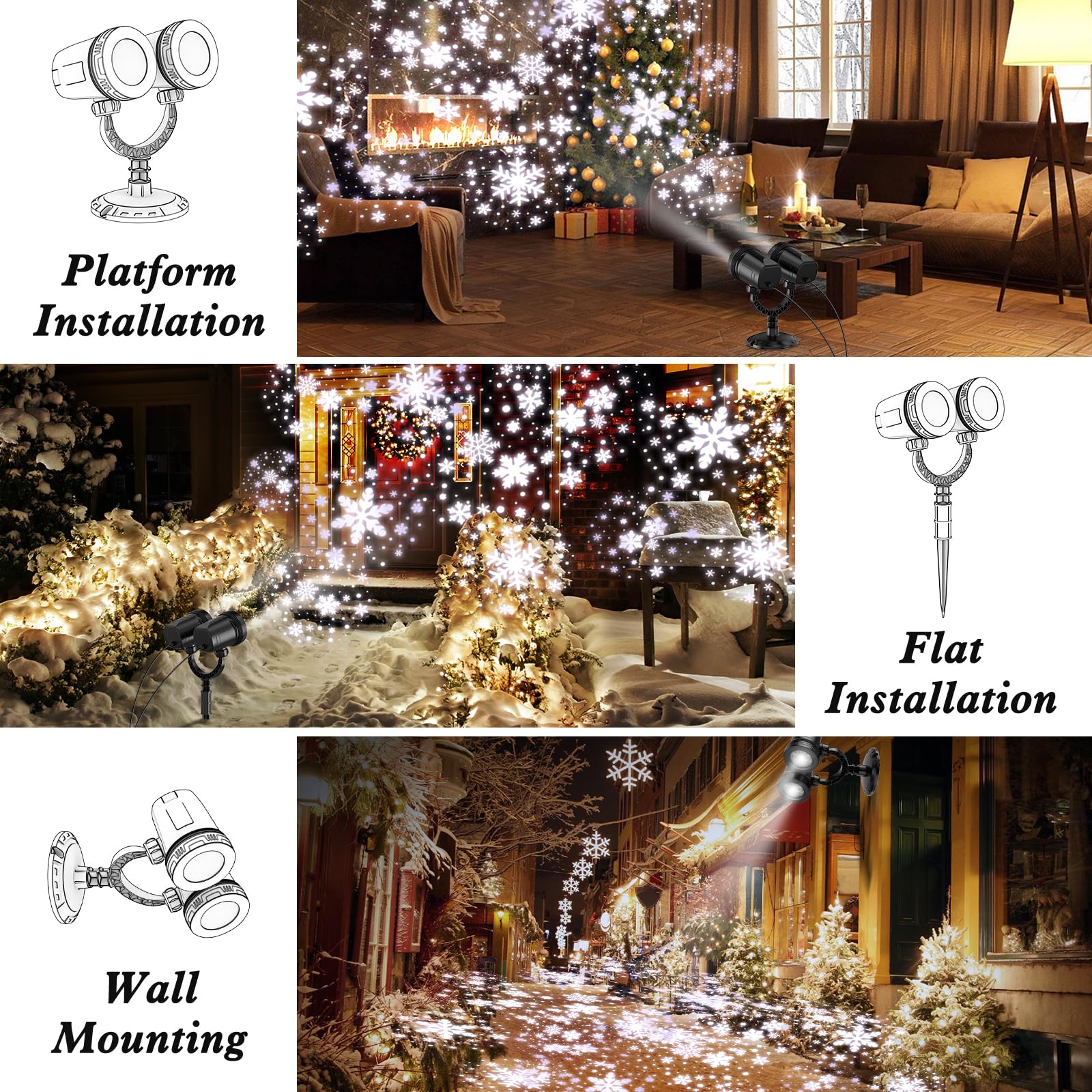 Satxtrem 2024 Upgraded Dual-Head Christmas Snowflake Projector Light Outdoor,Ip65 Waterproof Christmas Led Projector Light Outsi