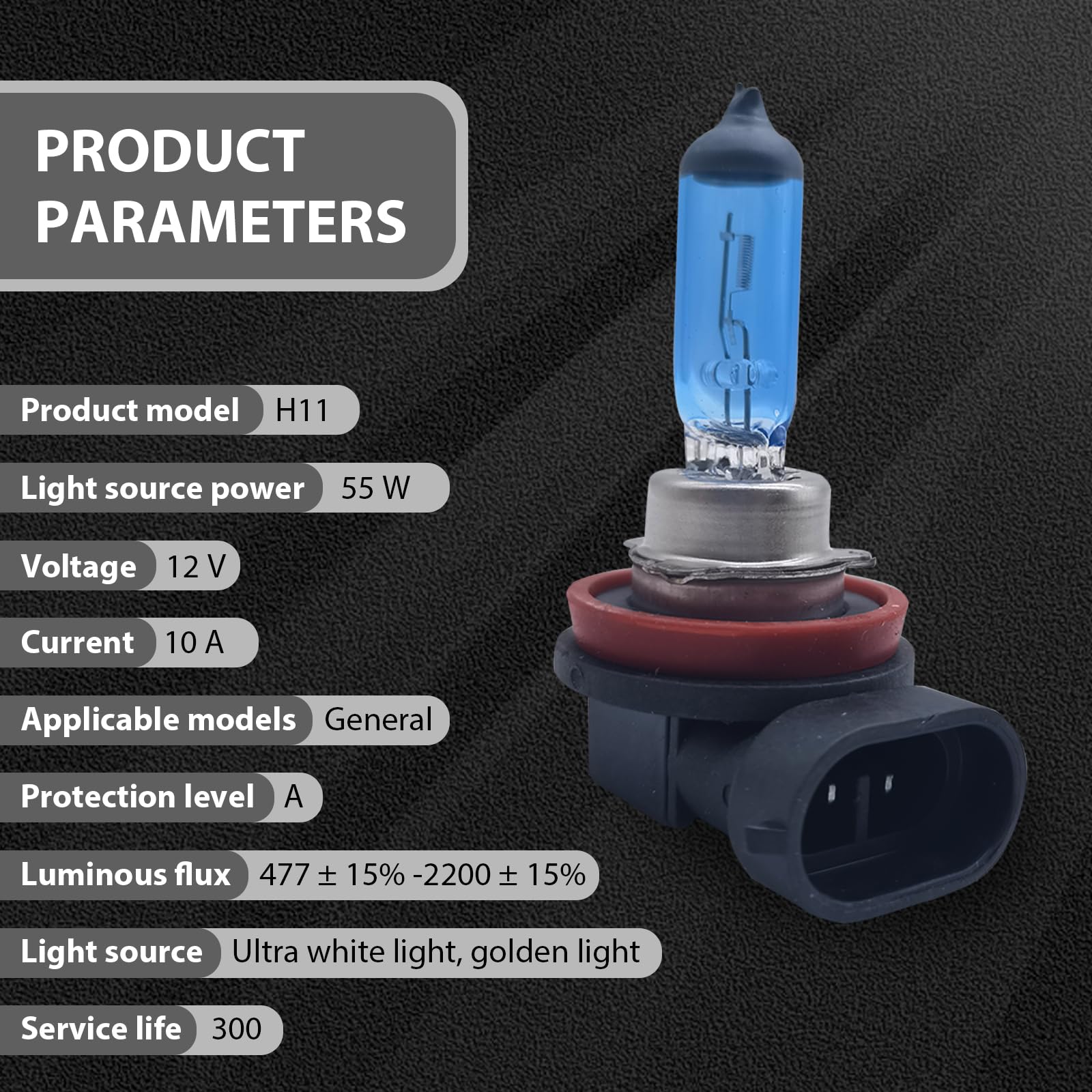 GKmow H11 Halogen Bulbs - 12V 55W High Beam Lights - 2 PCS - White - Universal Fit for Cars, SUVs, and Vans