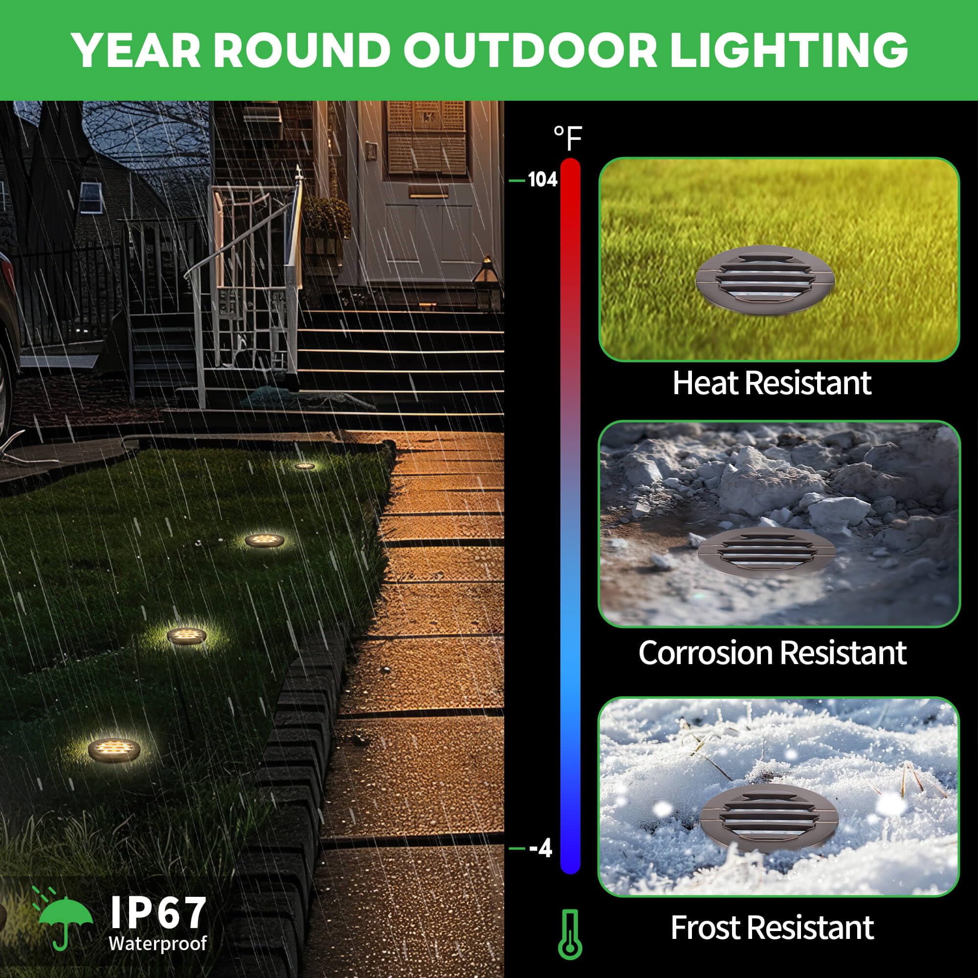 Varmtalys Led Well Light Kit, 6 Pack Low Voltage In Ground Landscape Lights And 100W Transformer And 100Ft Cable And 30 Wire Con