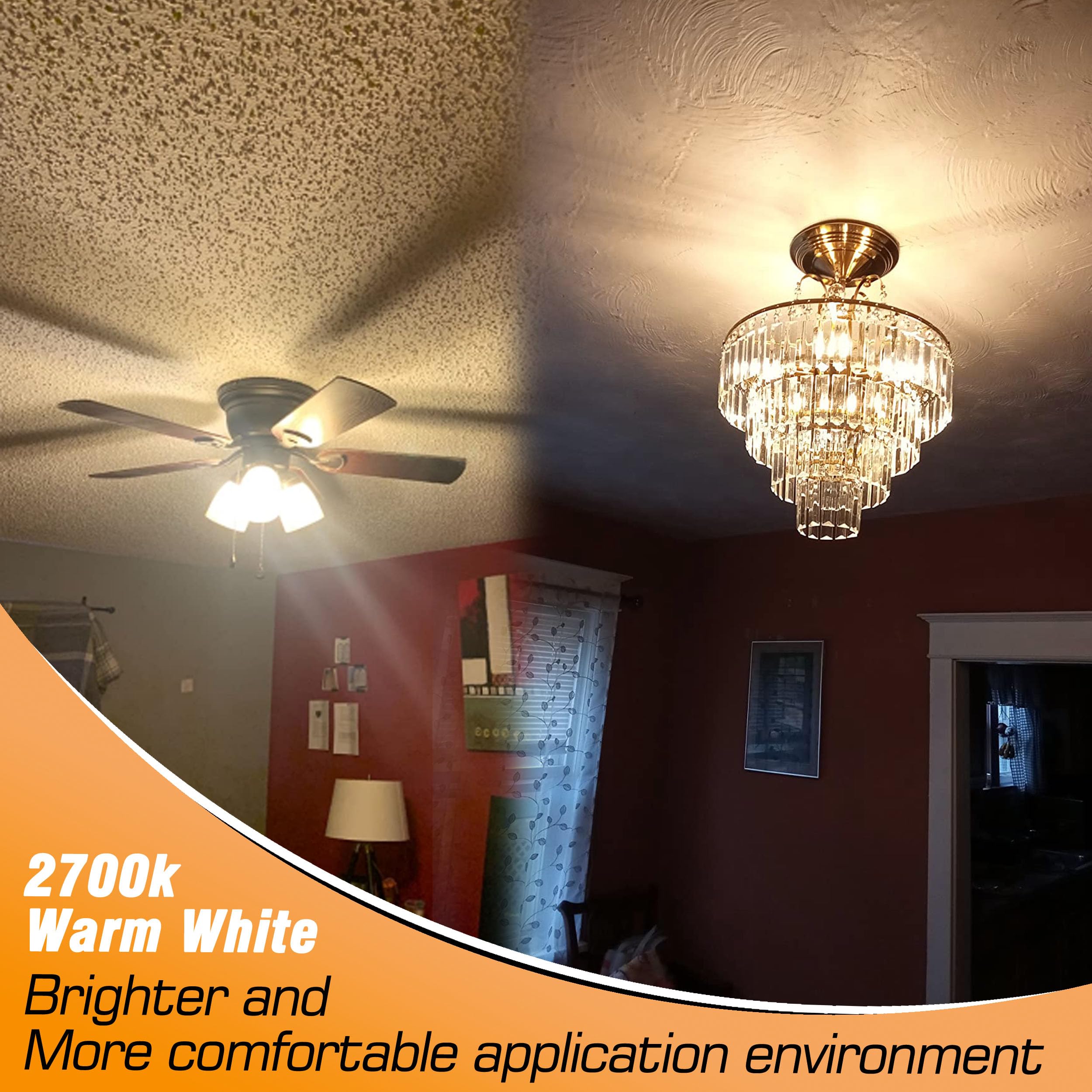 Heifymi E12 Candelabra LED Bulbs 60W Equivalent 6W Warm White 550lm Non-Dimmable, 4 Pack