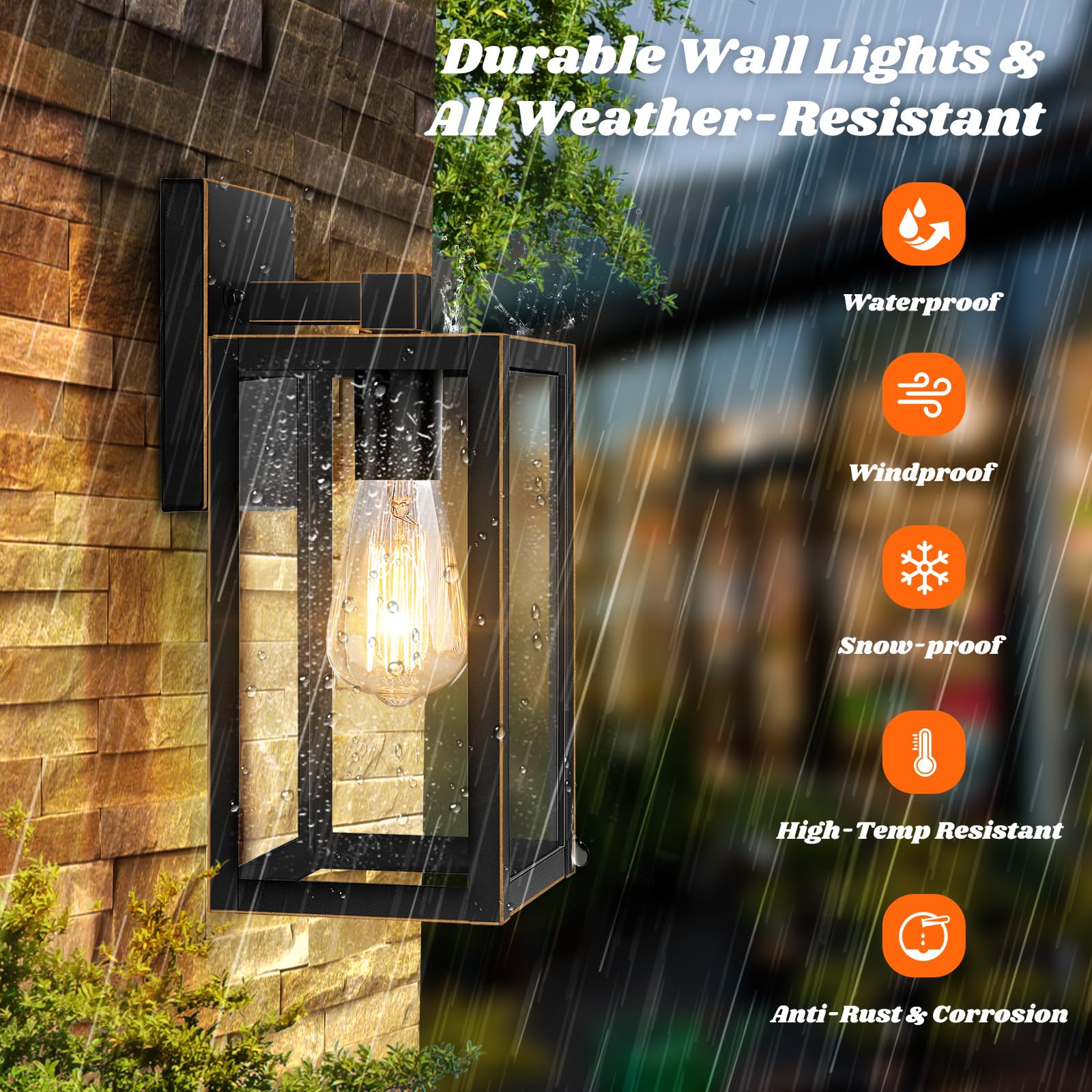 2-Pack Outdoor Wall Light, Waterproof Porch Lights Outdoor, 10'' Bronze Outdoor Lights For House With Clear Glass For House, Por