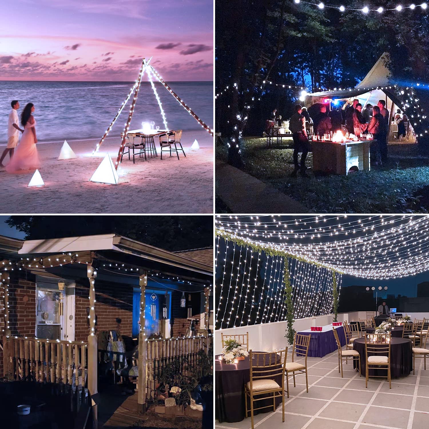 Jmexsuss 4 Pack 100 Led Solar Fairy Lights, 33Ft White Solar String Lights Outdoor Waterproof, 8 Modes Copper Wire Solar Twinkle Lights For Garden Yard Tree Wedding