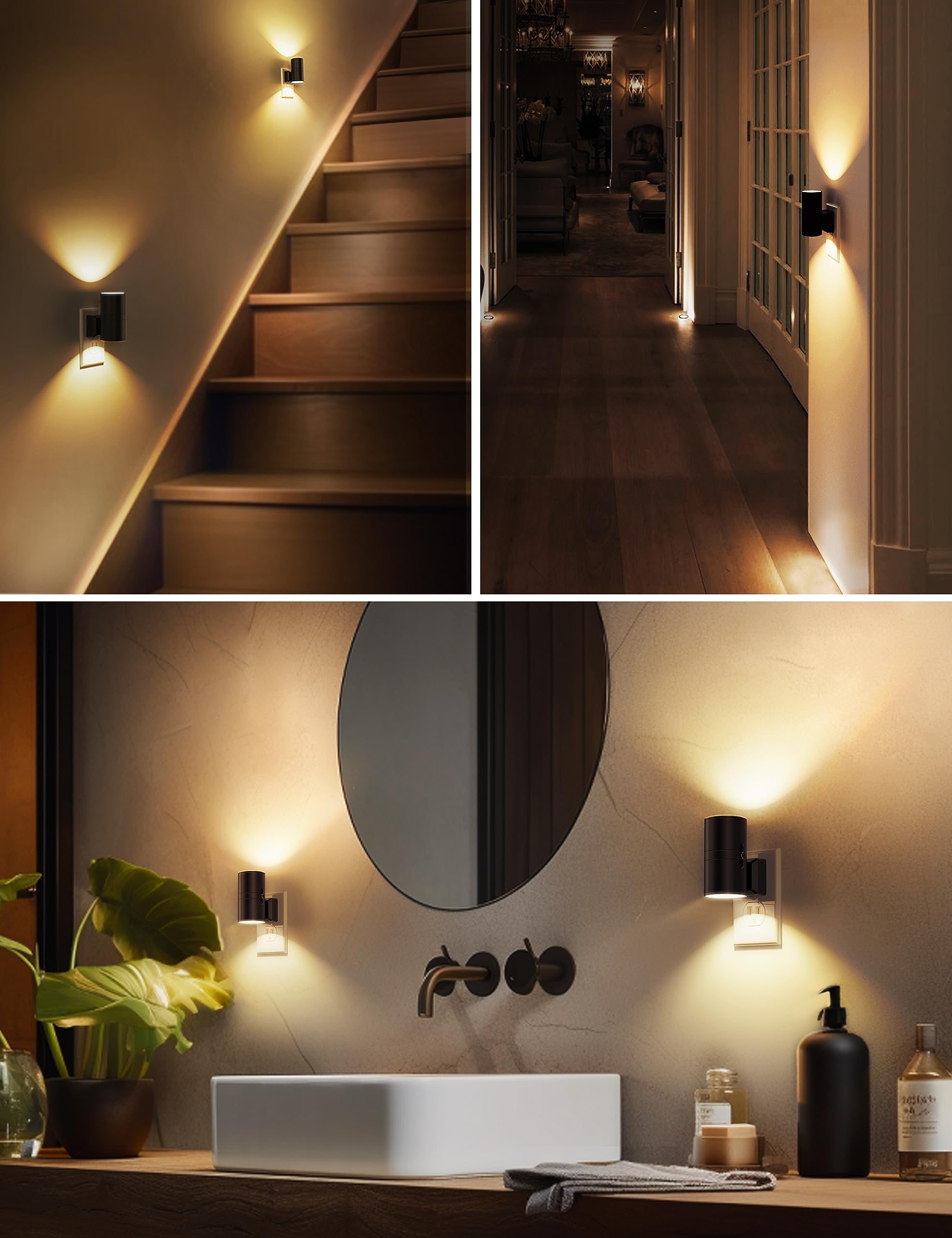 L LOHAS LED Night Light Plug-in, Dusk to Dawn Sensor, 0-100LM Adjustable Brightness, 2 Pack, Vintage-Cylindrical, Soft White 3000K