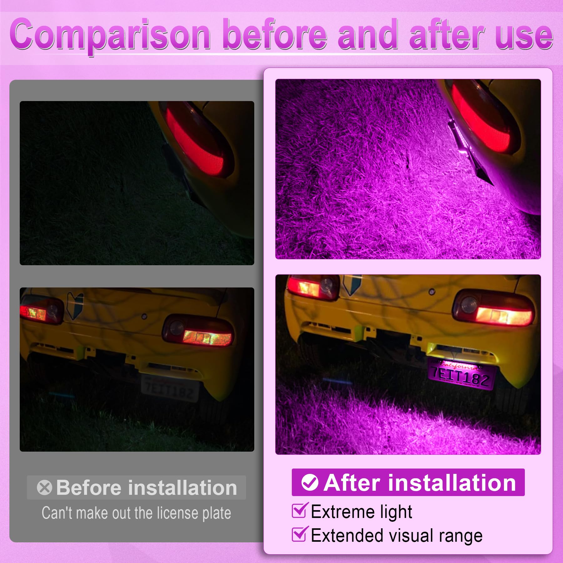 LivTee LED License Plate Light Assembly, Extremely Bright Purple Tag Lights for Truck, UTV, ATV, RV, Boat Accessories