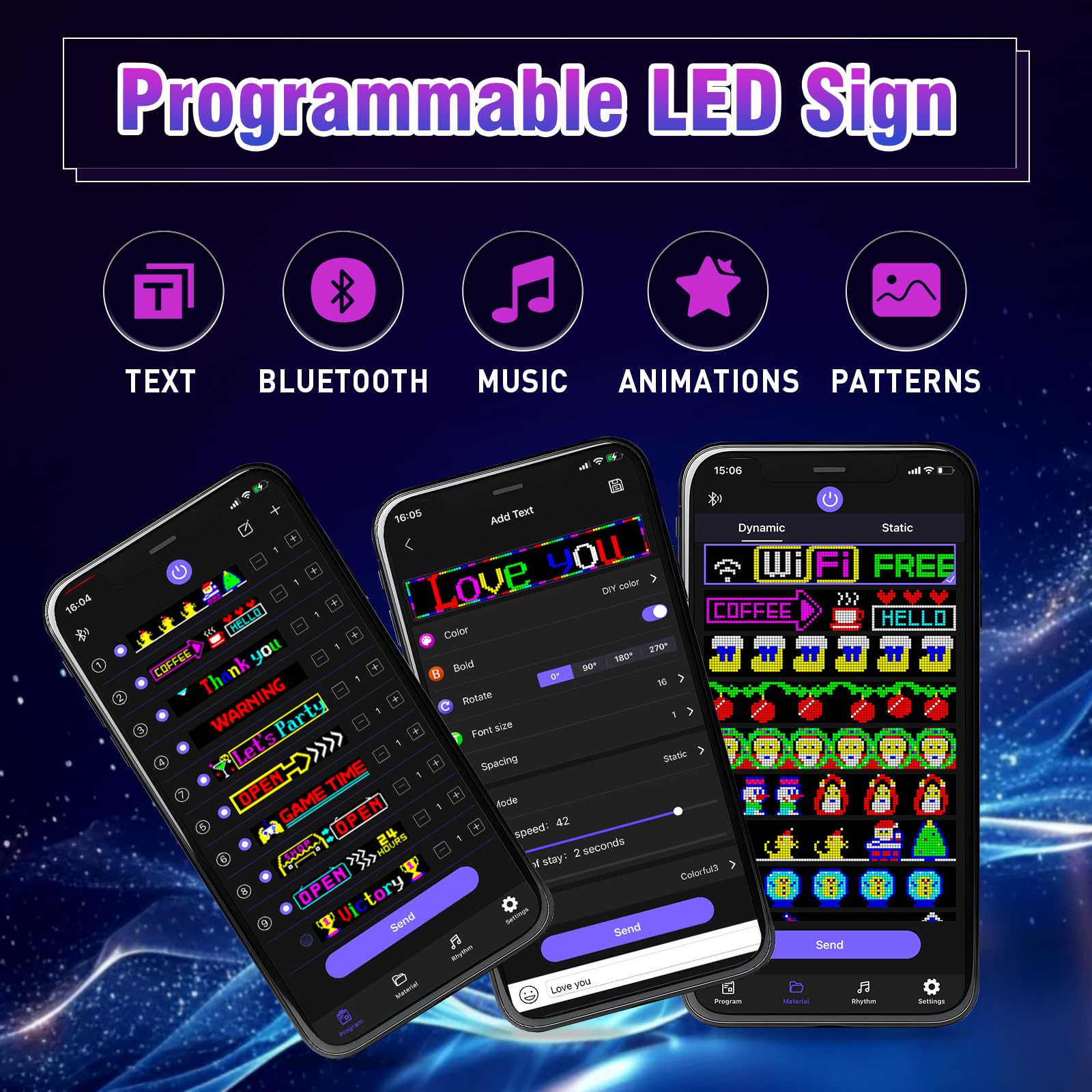 GOTUS Programmable Devil Eyes LED Sign for Cars, Bluetooth Control, 23inx 5in, Color-Changing