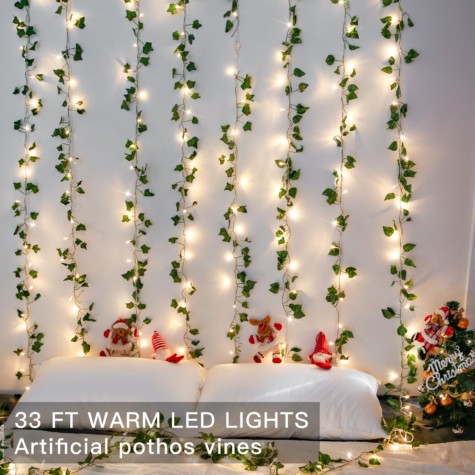 suddus 33ft Pothos String Lights with 100 LED, Warm White Fairy Lights, Plug-in, Clear Wire, Model SDS-100DIWW