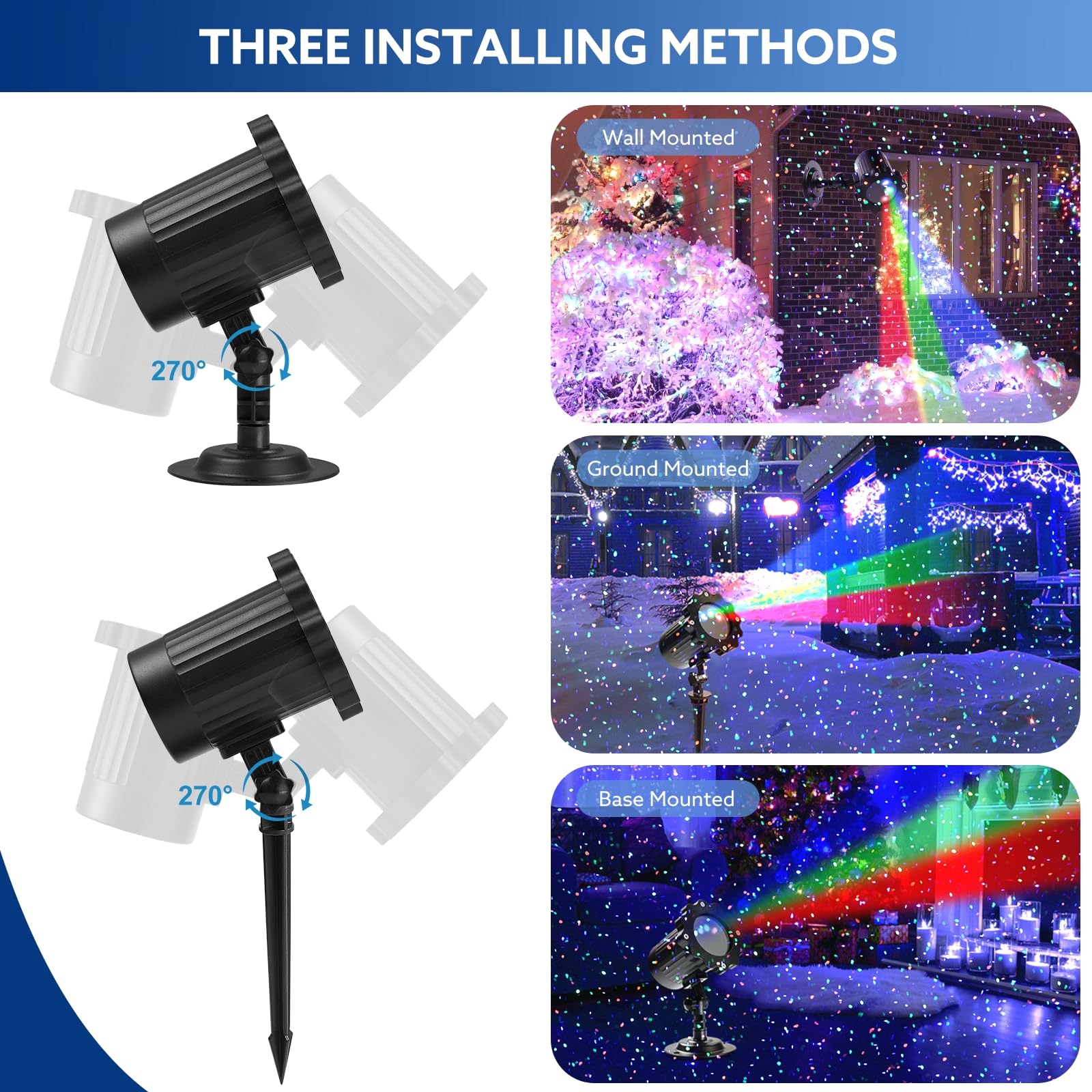 Alinkey Outdoor RGB Laser Projector Lights - 3 Color Starry Sky & Firefly Effects, IP65 for Holiday Decor, Model SE369