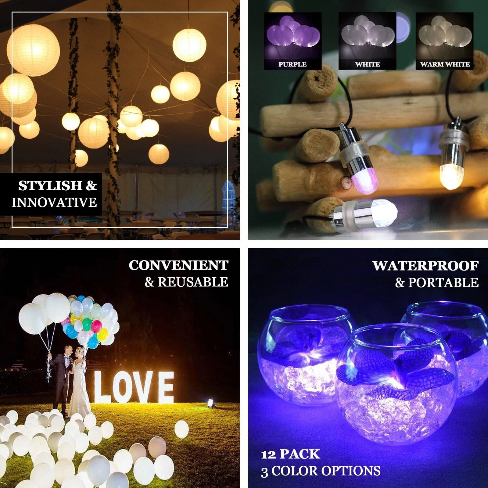 Acmee Non-Blinking Led Balloon Lights For Balloon Paper Lantern Party Decoration (12, White)