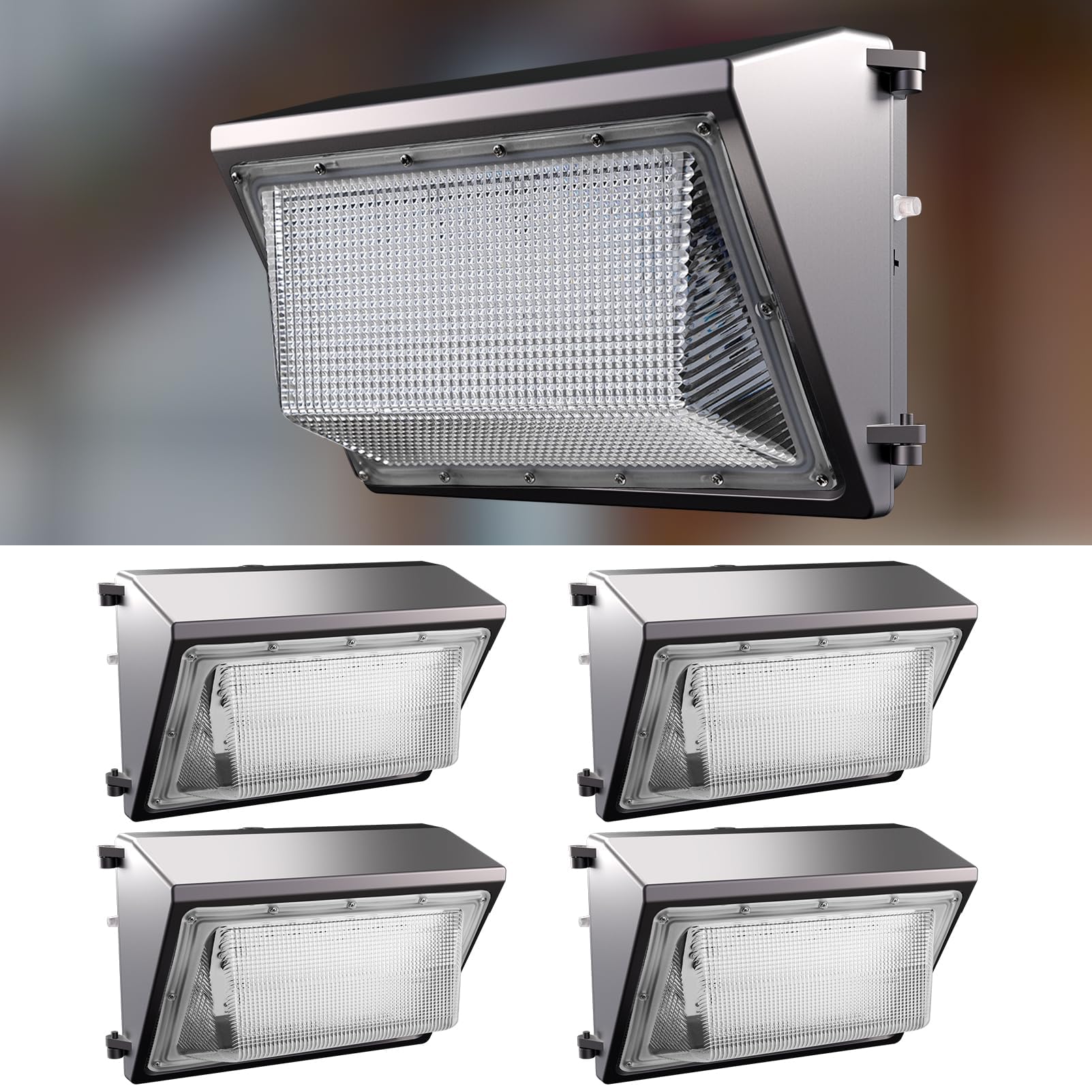 Lightdot 4Pack 100W Led Wall Pack Lights, 100-277V Dusk To Dawn With Photocell, 15000Lm 5000K Daylight Ip65 Waterproof Wall Moun