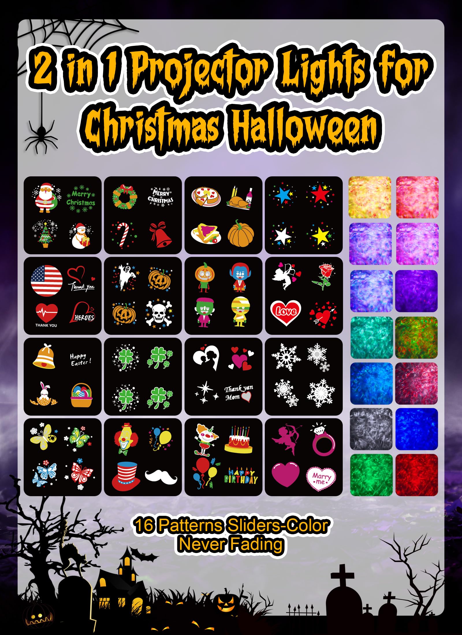 Minetom Christmas Projector Lights Outdoor, 26 HD Effects, Waterproof, 2 in 1, Multicolor, Model RKPO-UL121000D