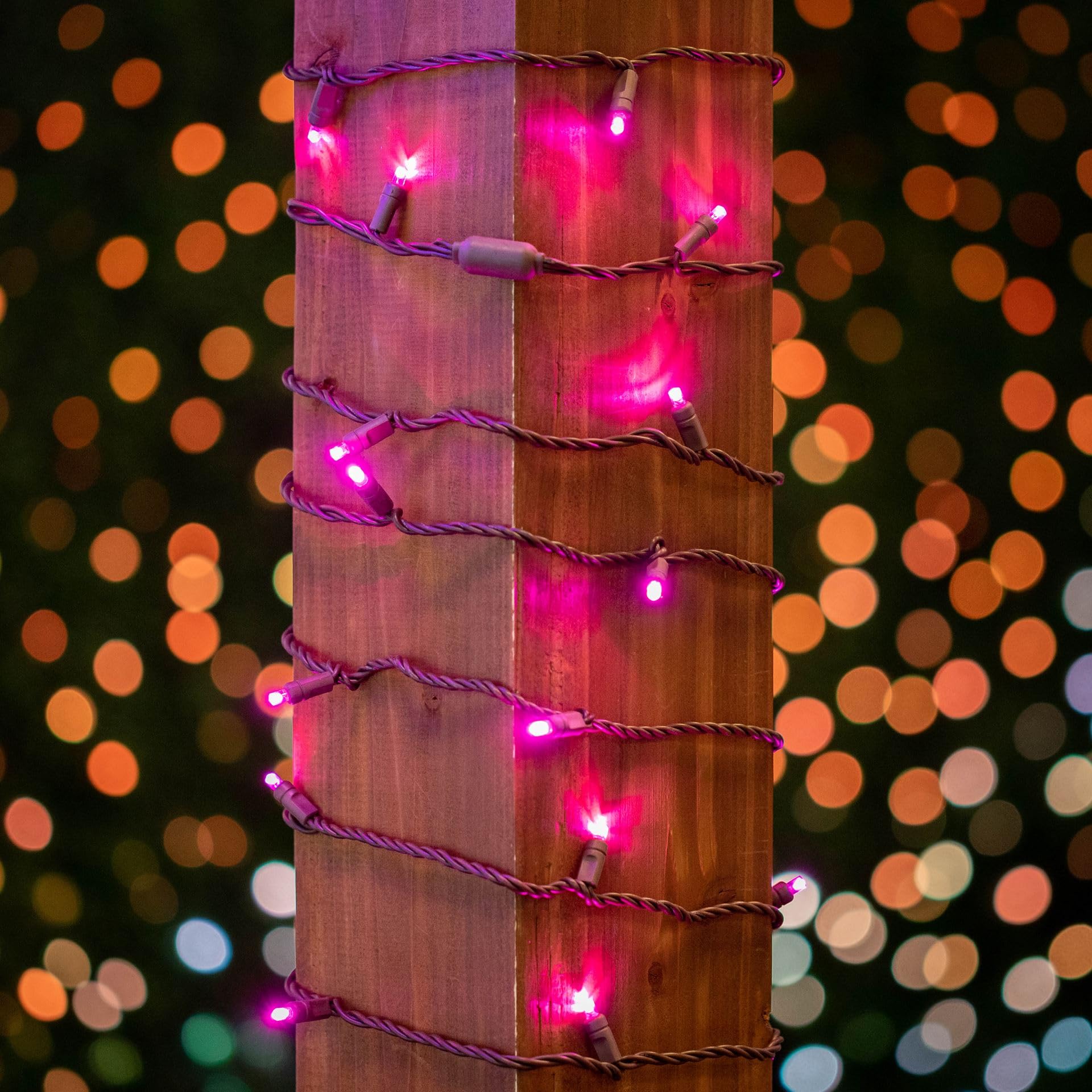 Novelty Lights 25ft Pink LED Christmas String Lights, 50 Count, Dimmable, Connectable, Copper Wire, Model MRD-25B-2