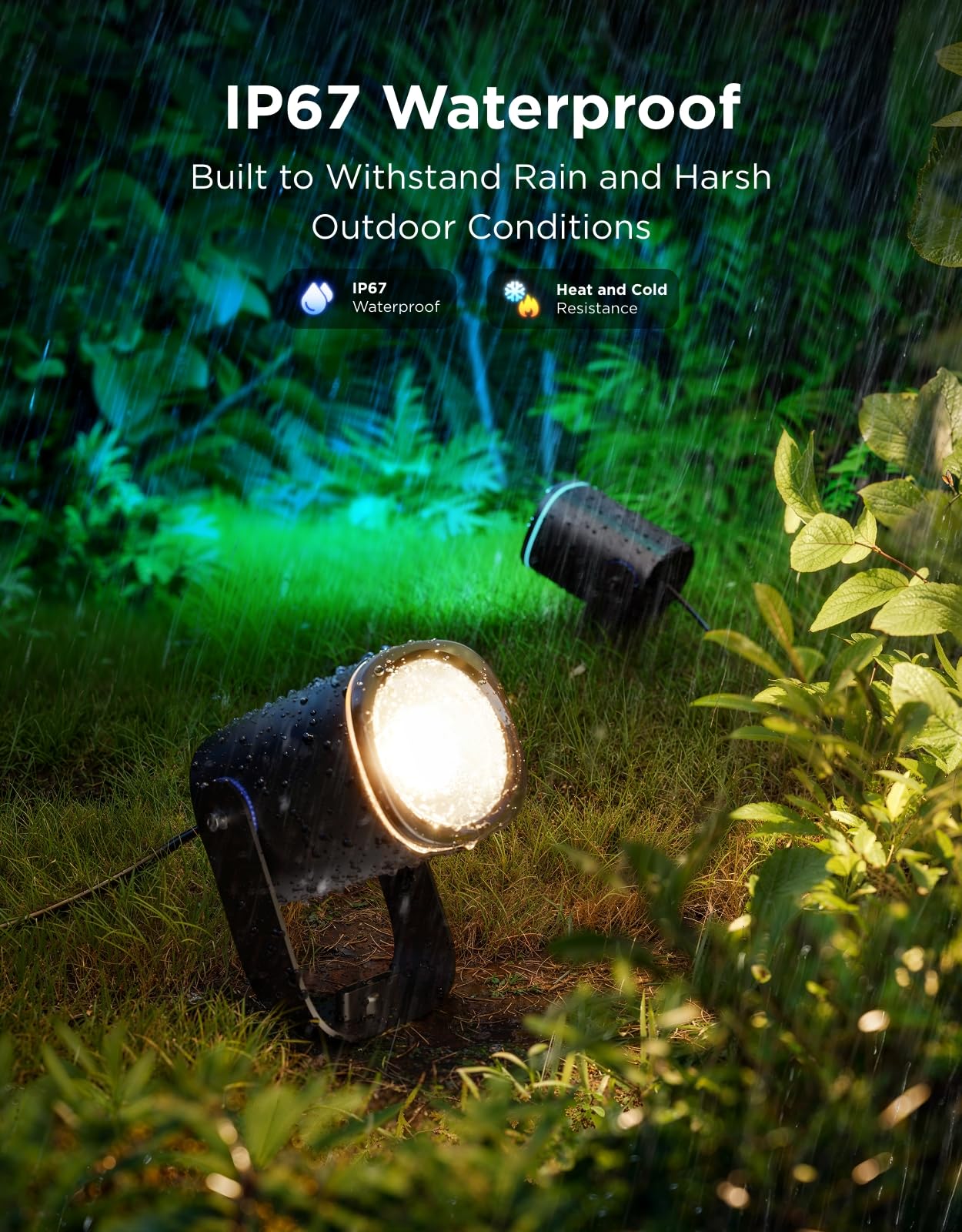Govee Outdoor Spot Lights 2 Pack, IP67 Waterproof RGBWIC Landscape Lights, Black, Compatible with Matter, Alexa, and Google Assistant