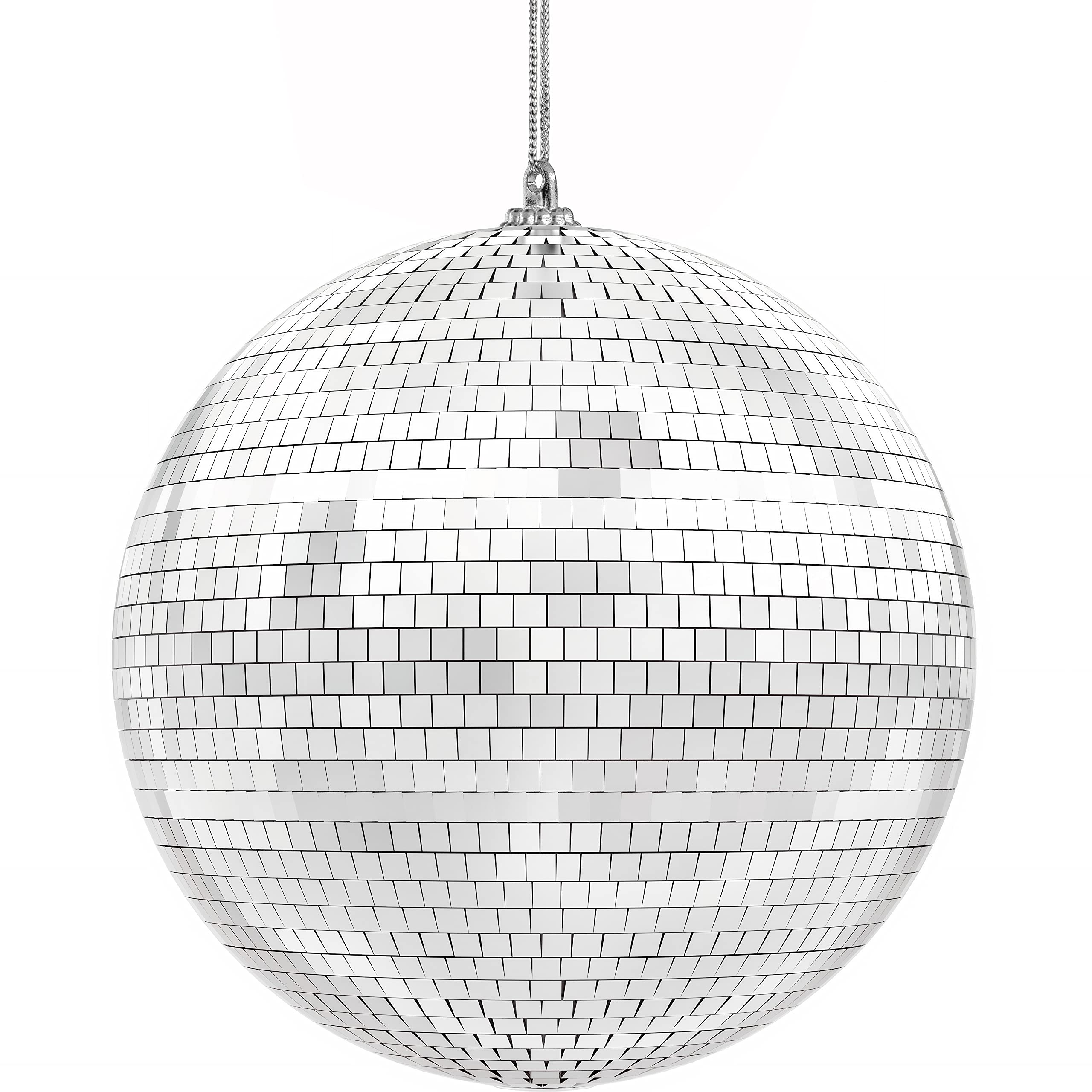 The Dreidel Company Mirror Disco Ball Variety, Silver Hanging Ball With Attached String For Ring, Reflects Light, Fun Party Home