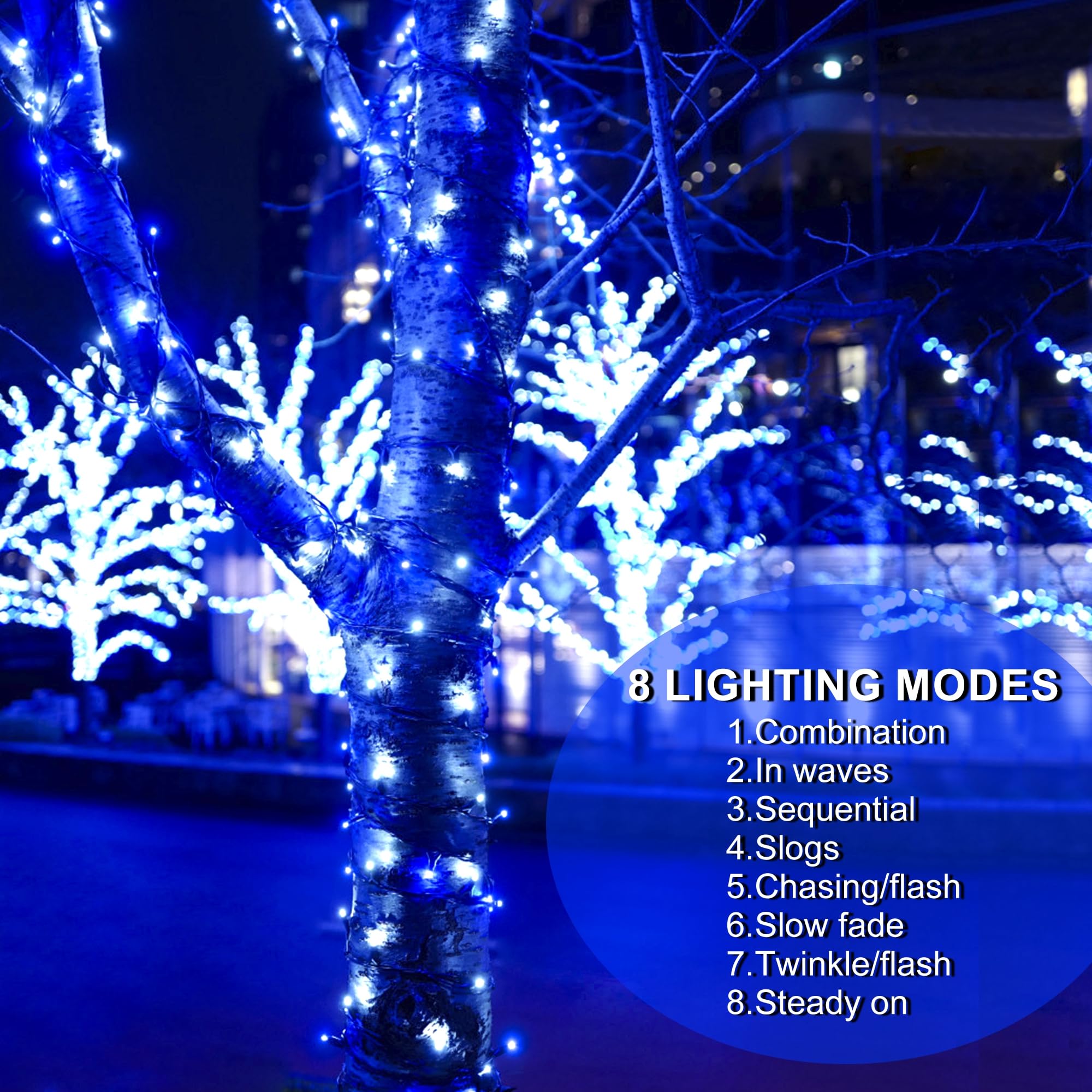 Weillsnow 164FT 500 LED Christmas Lights, Waterproof, Twinkle, Blue White, Model HB-500COI