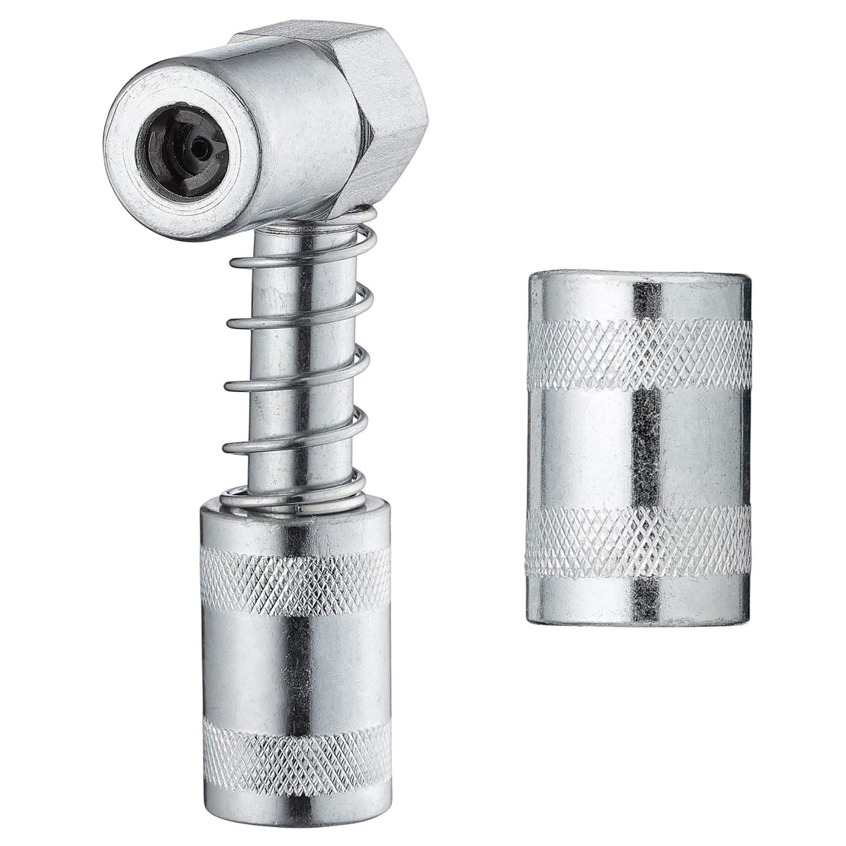 Slippery Pete - 90 Degree Grease Gun Coupler Snaps Onto Grease Fittings In Tight Spaces