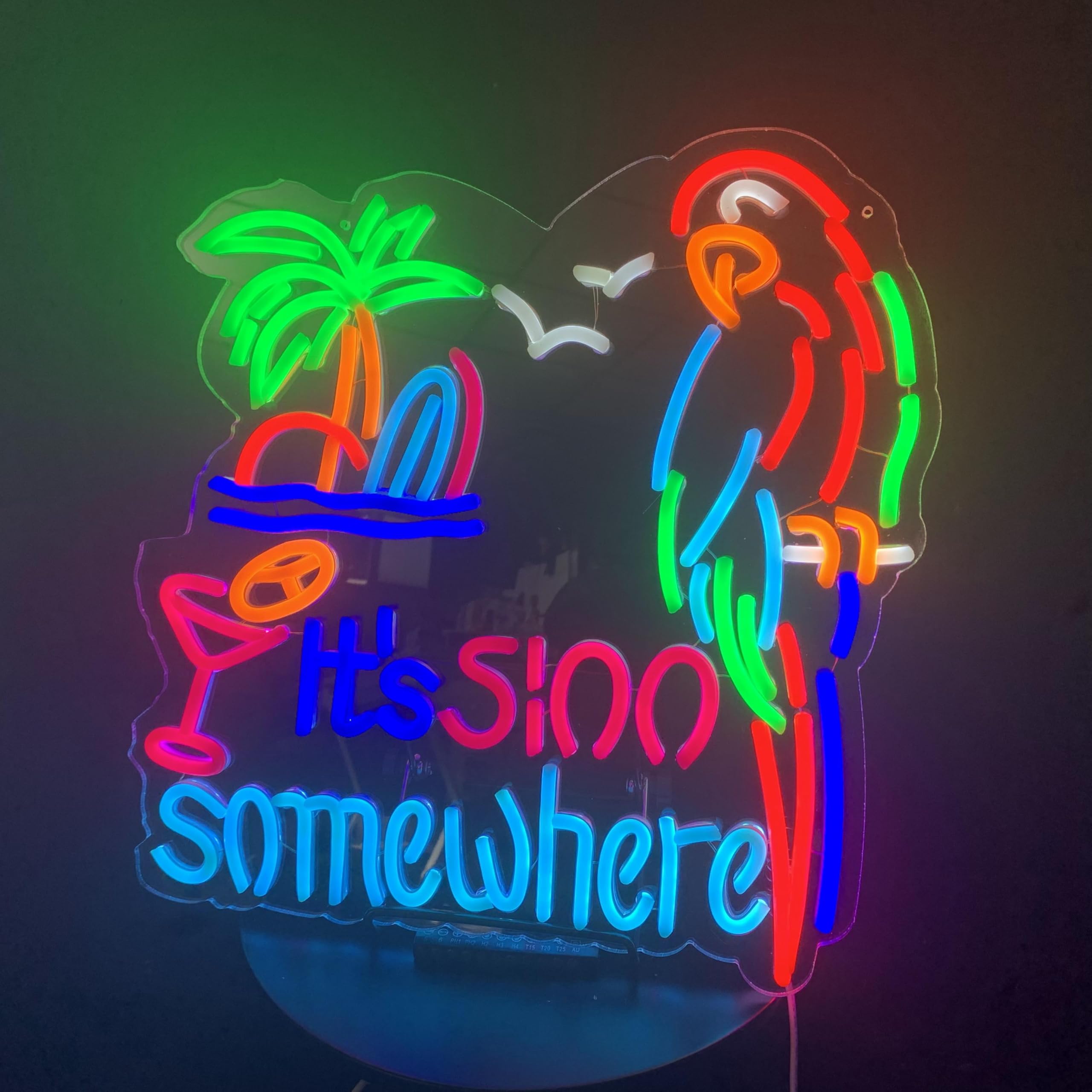 Ldgj Its 5 OClock Somewhere 5:00 Neon Light Sign Home malt-inspired Bar Pub Recreation Room Game Lights Windows Glass Wall Signs Party Birthday Bedroom Bedside Table Decoration Gifts Led