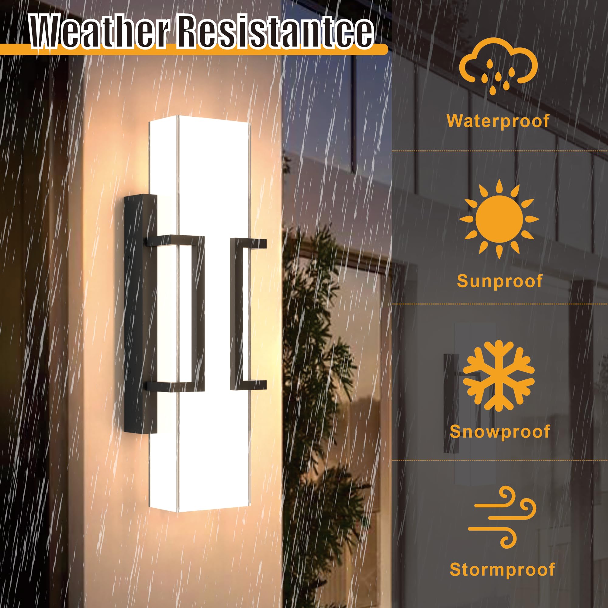 Hyunbae 16" LED Wall Sconce - Waterproof Outdoor Light Fixture, White, Model WS243192-1 for Porch, Garage, and Entryway