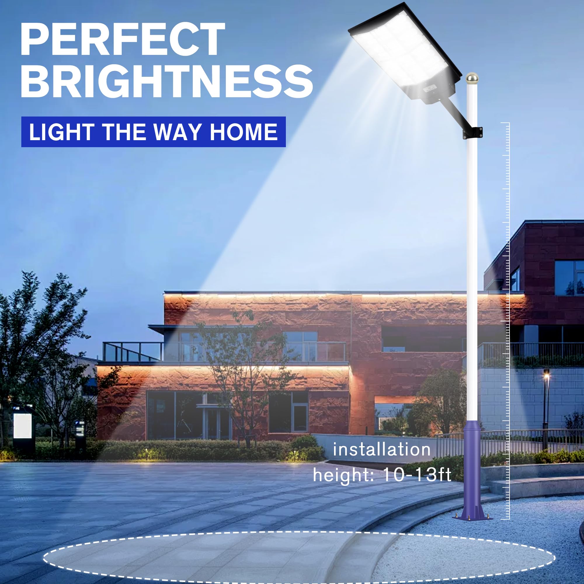 INSDEA Solar Street Light 8200W with Motion Sensor, 8200LM Dusk to Dawn, Waterproof LED Security Light, Black for Garden/Yard/Parking Lot