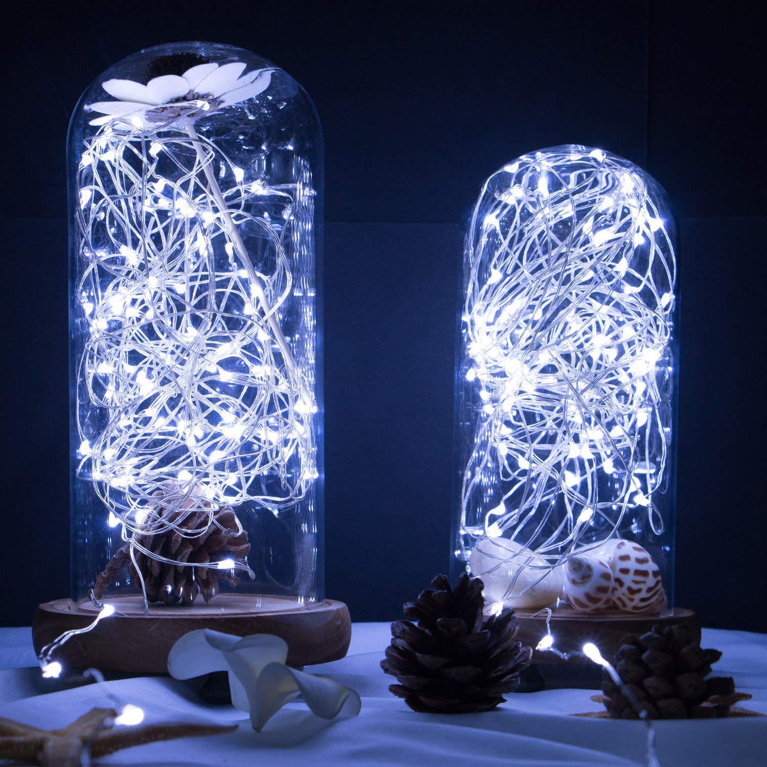 Wsgift 4 Pack 33Ft 100 Led Cool White Fairy Lights With Remote, Timer, Waterproof Copper Wire