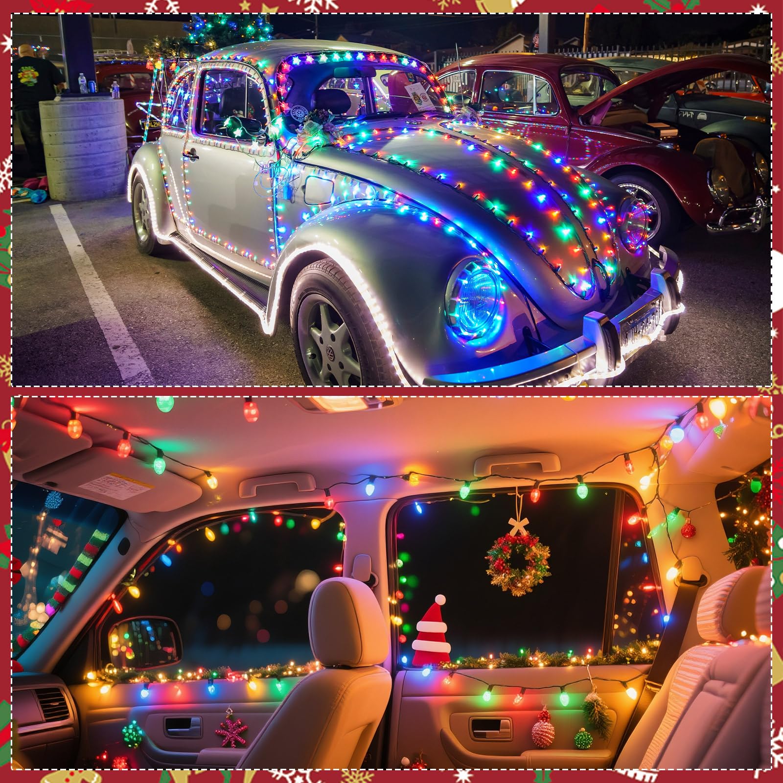 Aurelema 12V LED String Lights - 66 ft, 200 Multicolor Waterproof Lights for Christmas Car Decorations, Model MJO-Aurelema-2277