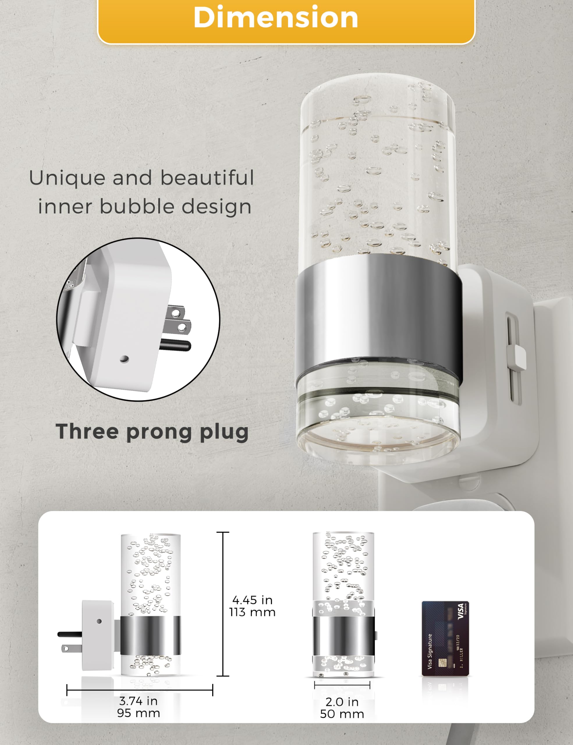 L LOHAS LED Dimmable Night Light, 2 Pack Acrylic, 0-100 LM Adjustable Brightness, 3000K with Dusk to Dawn Sensor, Sliver-3000K