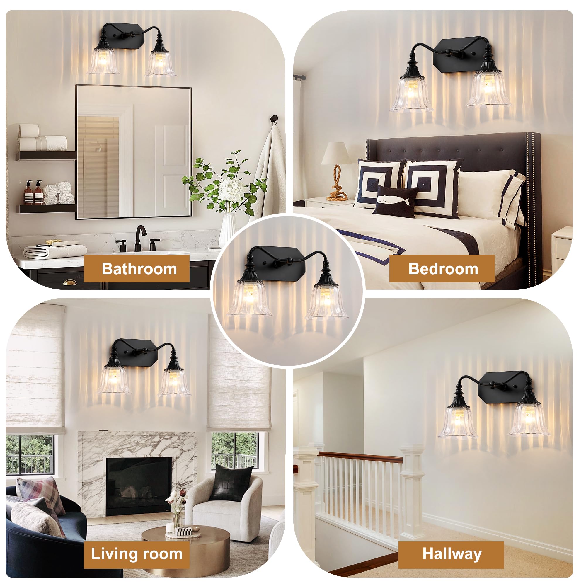 Lmnlvn Bathroom Vanity Light Fixture  2 Lights Bathroom Lighting Matte Antique Brass Finish With Crystal Glass Shade  Vintage Vanity Light For Bathrooms