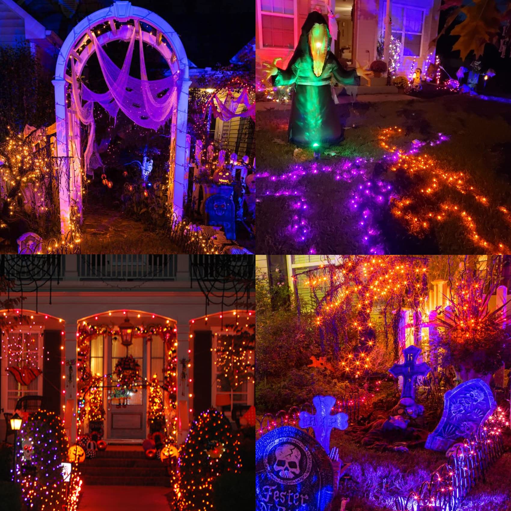 Halloween String Lights With Music Sync Spooky Sounds - 6 Lighting Modes  300 Led Lights For Haunted Party Yard Room Decor (Orange)