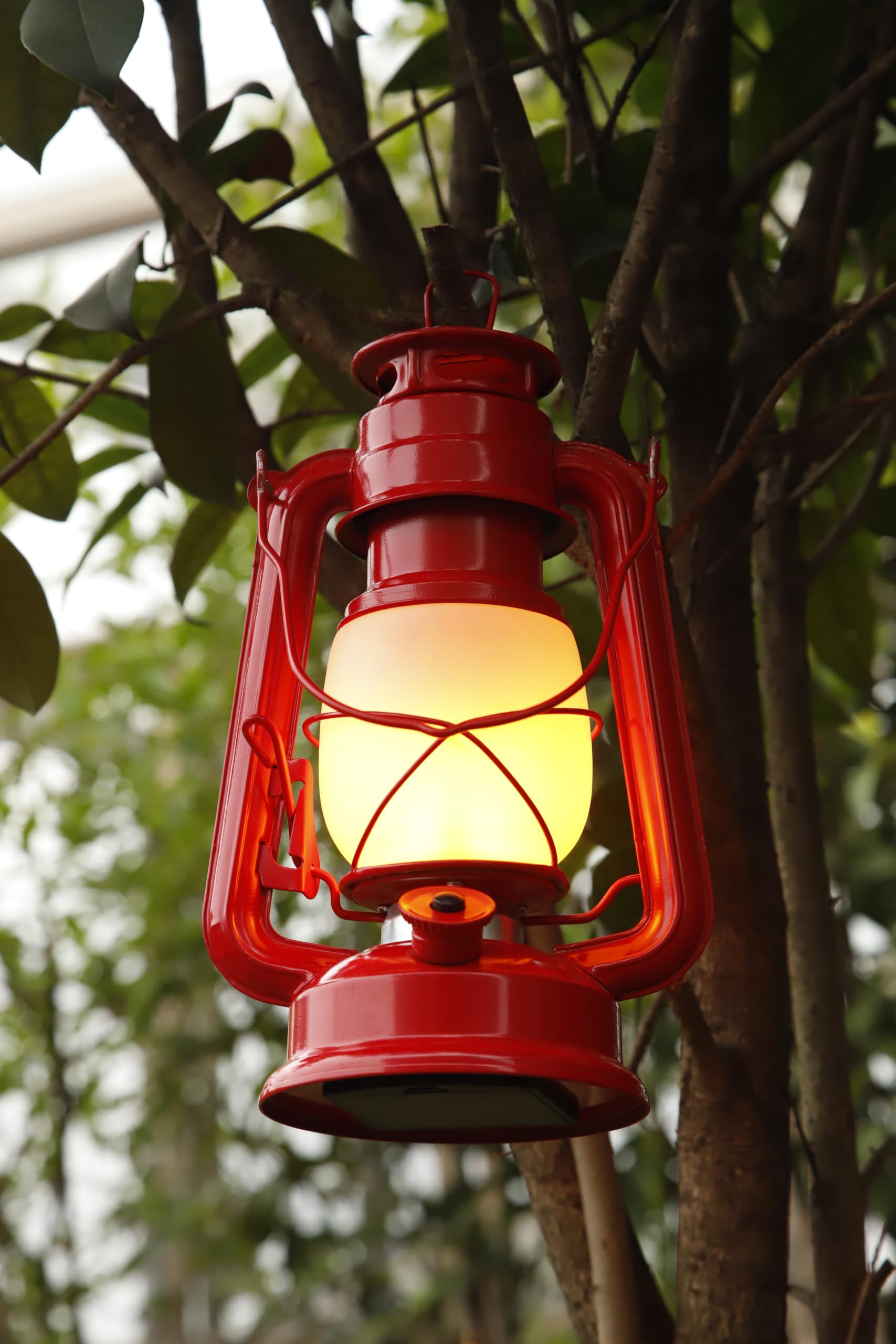 Yakii Led Vintage Flame Lantern - Metal Outdoor Hanging Lantern, Battery Operated, Red, Pack Of 2, Model Lp023F-R-2