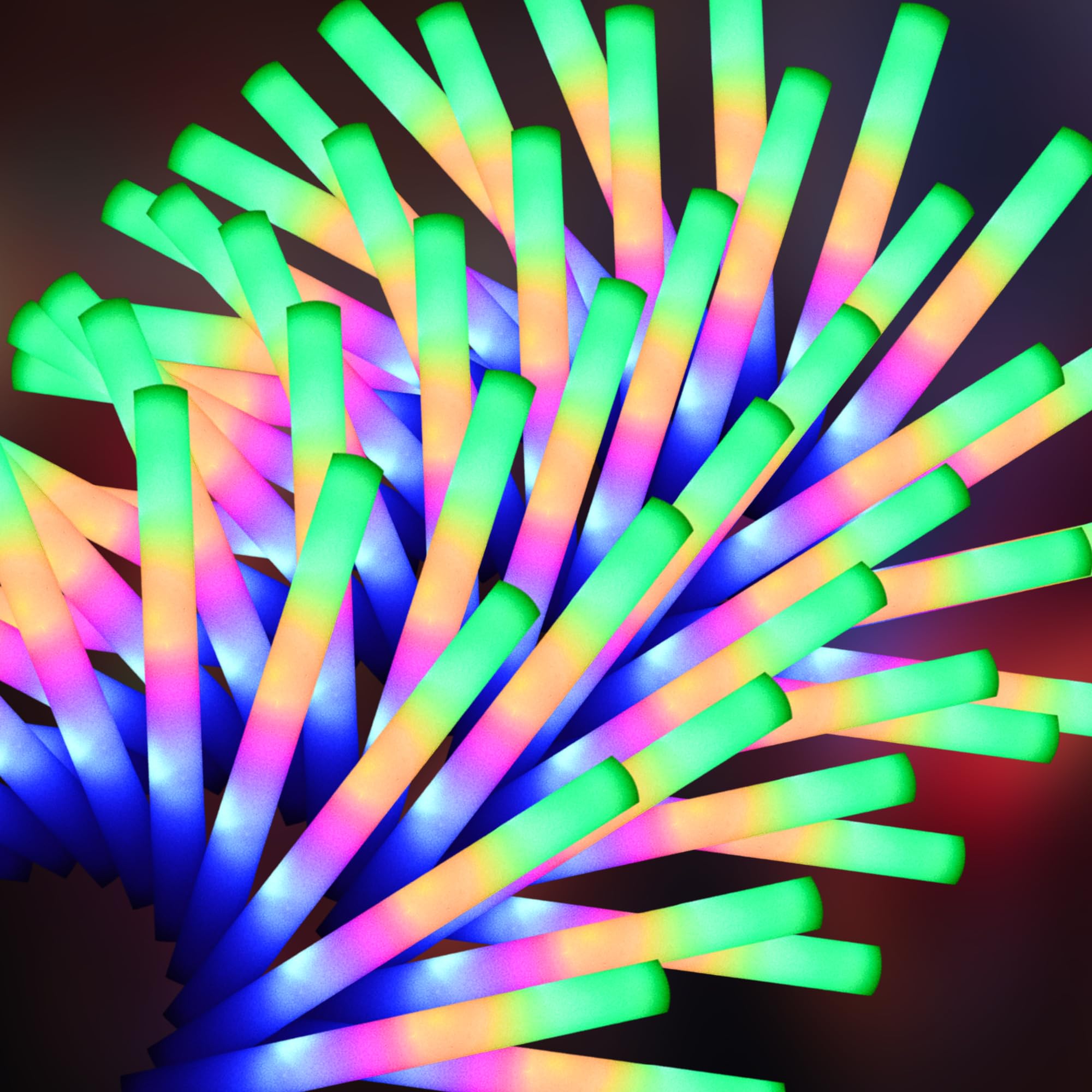 GDHZWTMY 68 Pcs LED Foam Glow Sticks Bulk Glow in The Dark Party Supplies Foam Light Up Sticks 3 Modes of Color Flashing for Birthday Wedding Raves Carnival Halloween Christmas New Year Concert