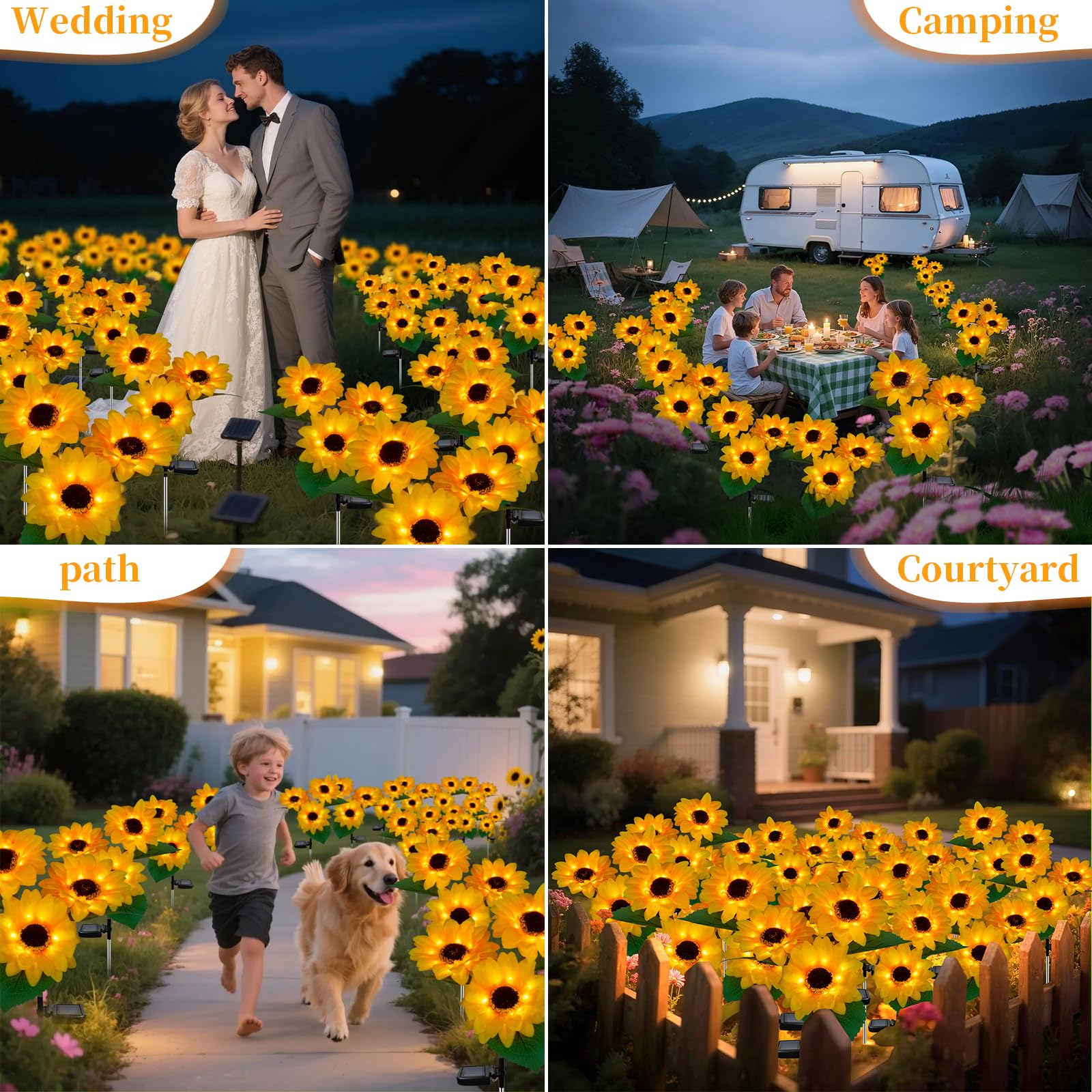 Mmhf Outdoor Solar Garden Stake Lights - 2 Pack Led Sunflower, Waterproof, Upgraded Solar Decorative Lights For Patio, Backyard