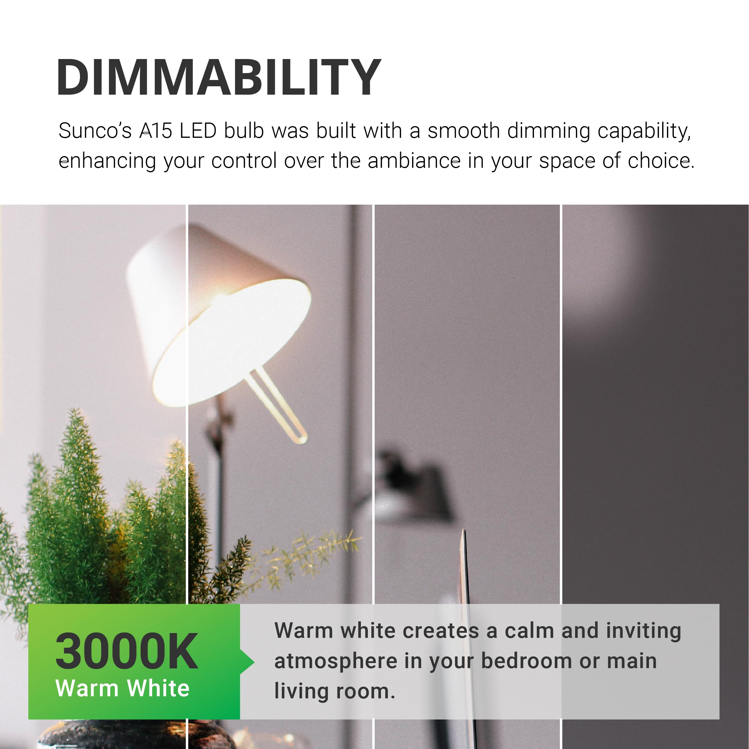 Sunco A15 LED Light Bulbs, 10 Pack, 60W Equivalent, Dimmable, 800 Lumens, 3000K Warm White, E26 Base, UL Listed