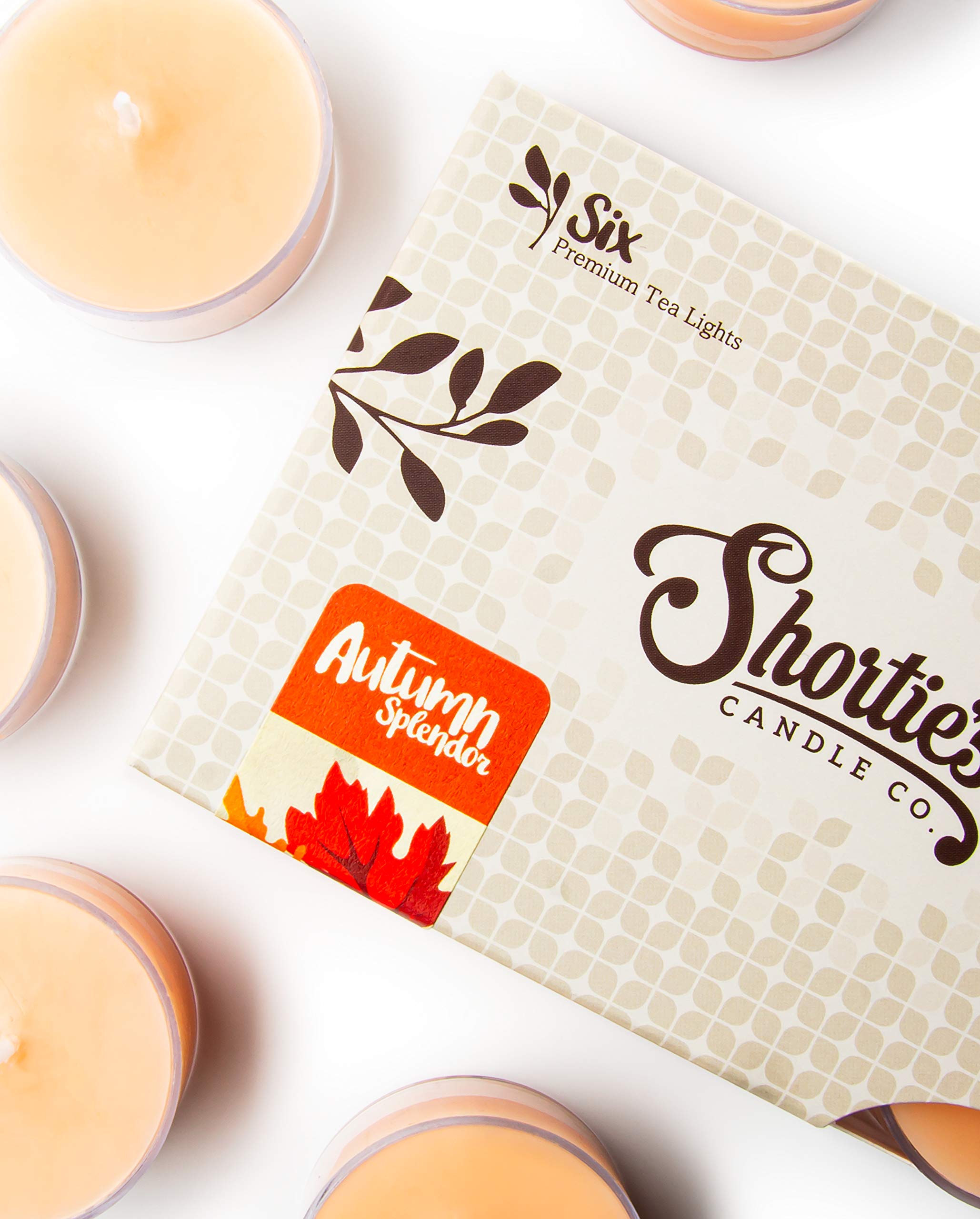 Shorties Candle Company enhanced Tealight Candles - Highly Scented - 6 Orange Tea Lights - 1.5 Inch - Paraffin Wax
