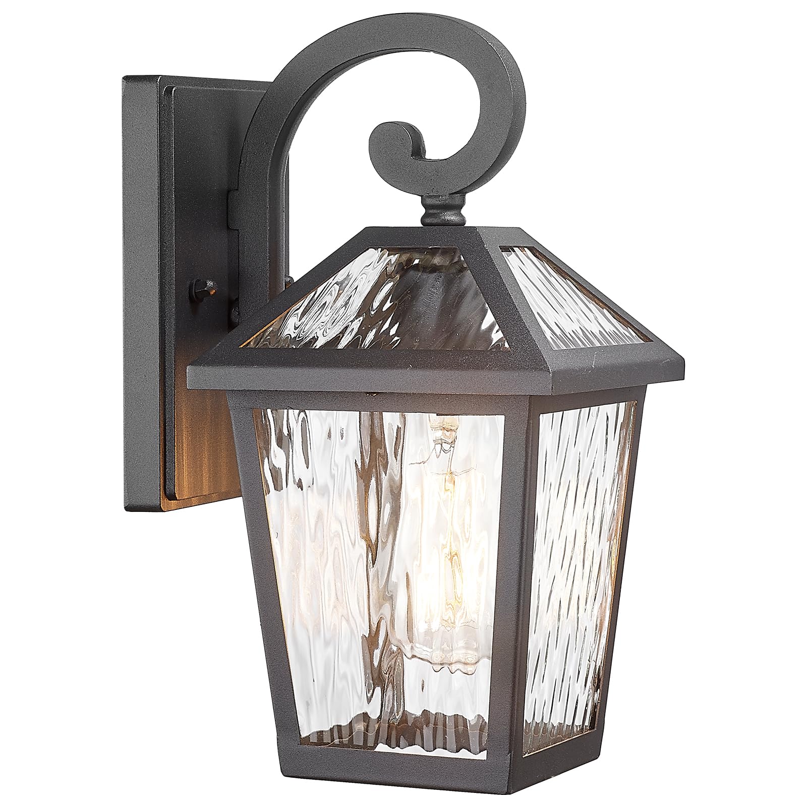 Luminzone Outdoor Lights Fixtures Wall Mount, Outdoor Wall Lantern with Water Ripple Glass, Waterproof Outside Exterior Wall Sco