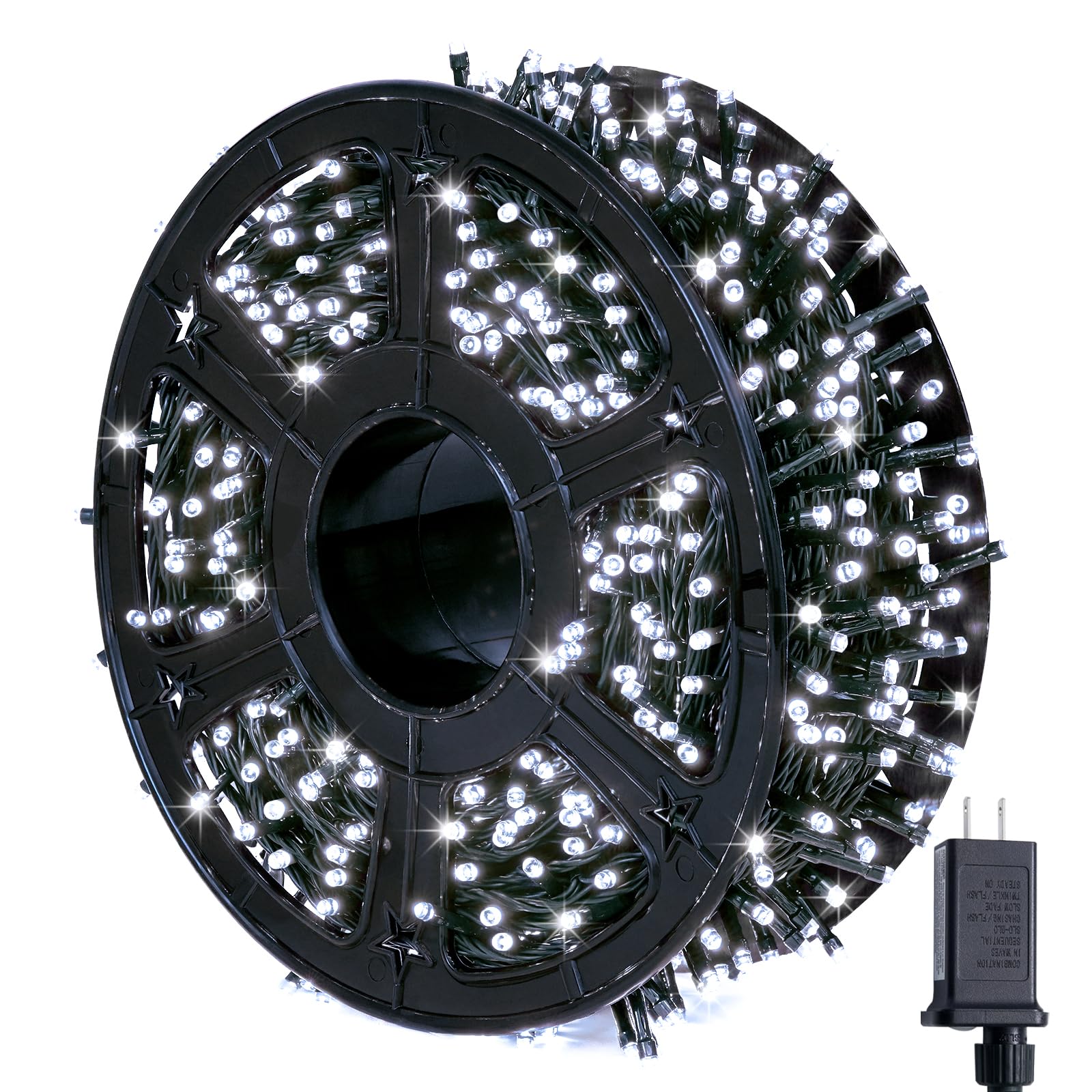 JMEXSUSS 800 LED White Christmas Lights Outdoor, 272ft 8 Modes Christmas Tree Lights Green Wire, Waterproof Led Christmas String