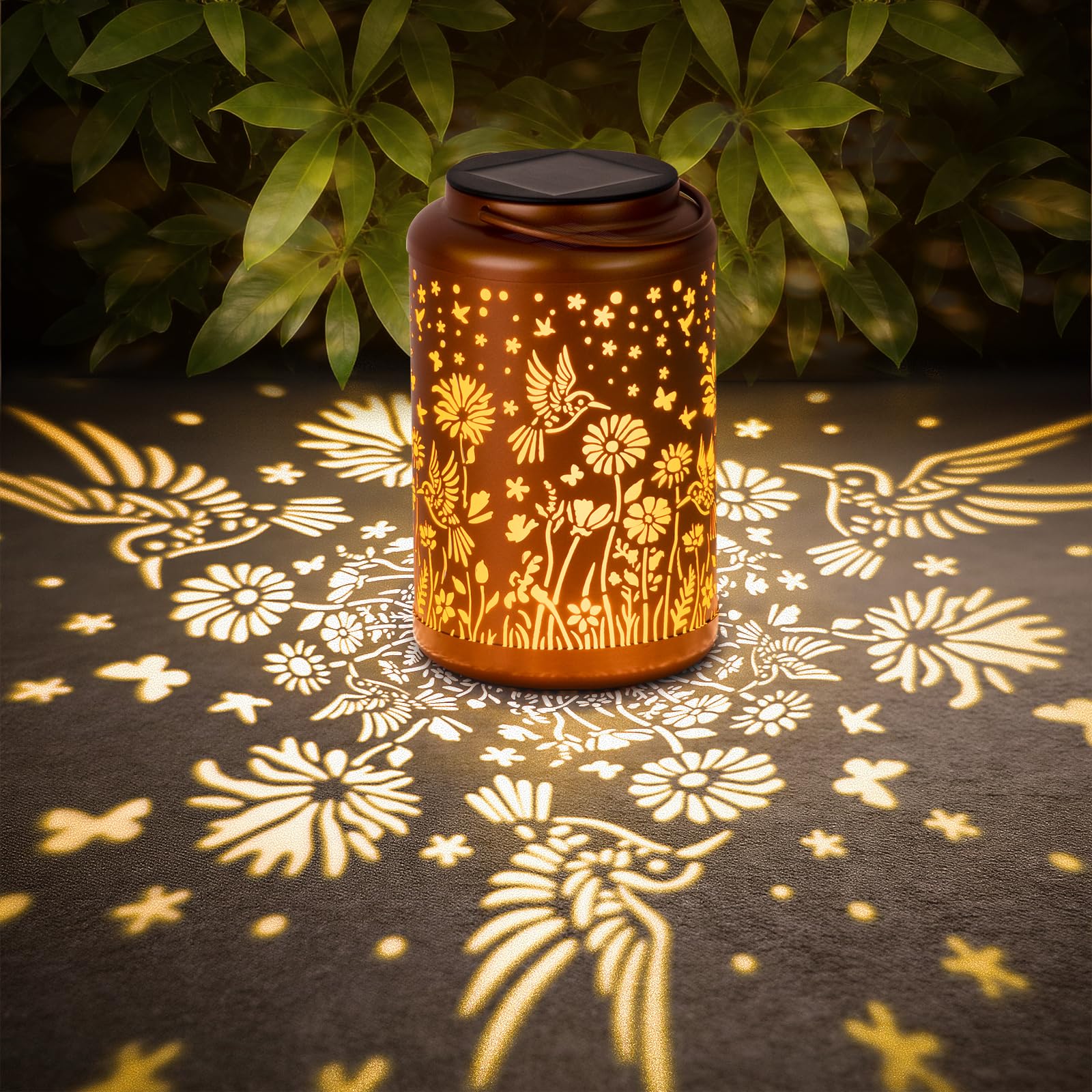 GOLFOEE Solar Lanterns Outdoor Waterproof Hummingbird Solar Lights Outdoor Waterproof for Garden, Birthday Gifts for Women Mom G