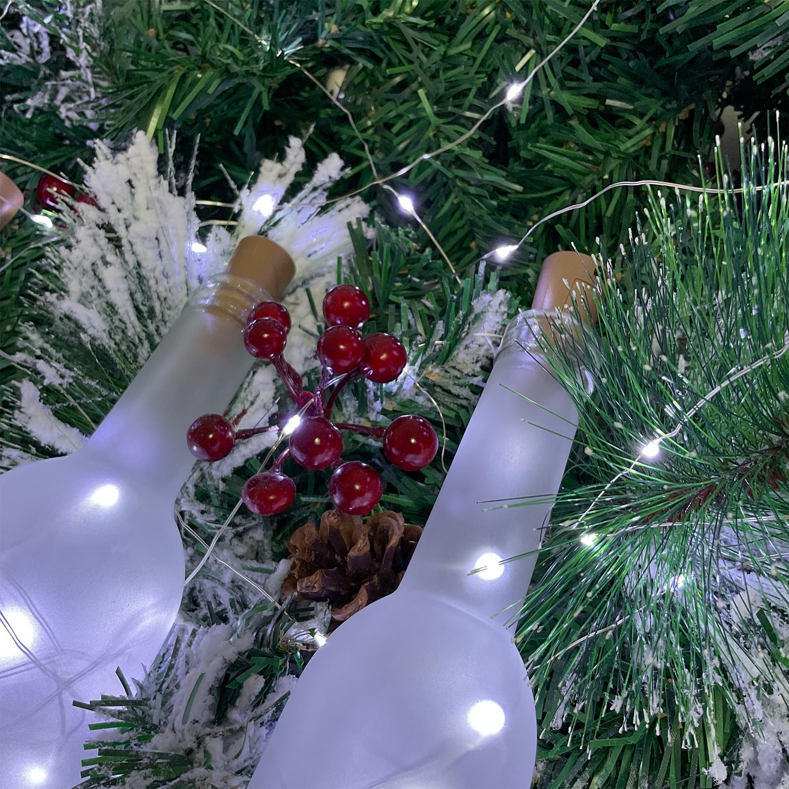 Etinga Wine Bottle Lights With Cork, 20 Leds 6.6 Feet Silver Wire Cork Bottle Lights,Fairy Mini String Lights,For Diy Jar Halloween,Christmas,Party,Decor,Wedding Listing (18 Pack, Cool White)