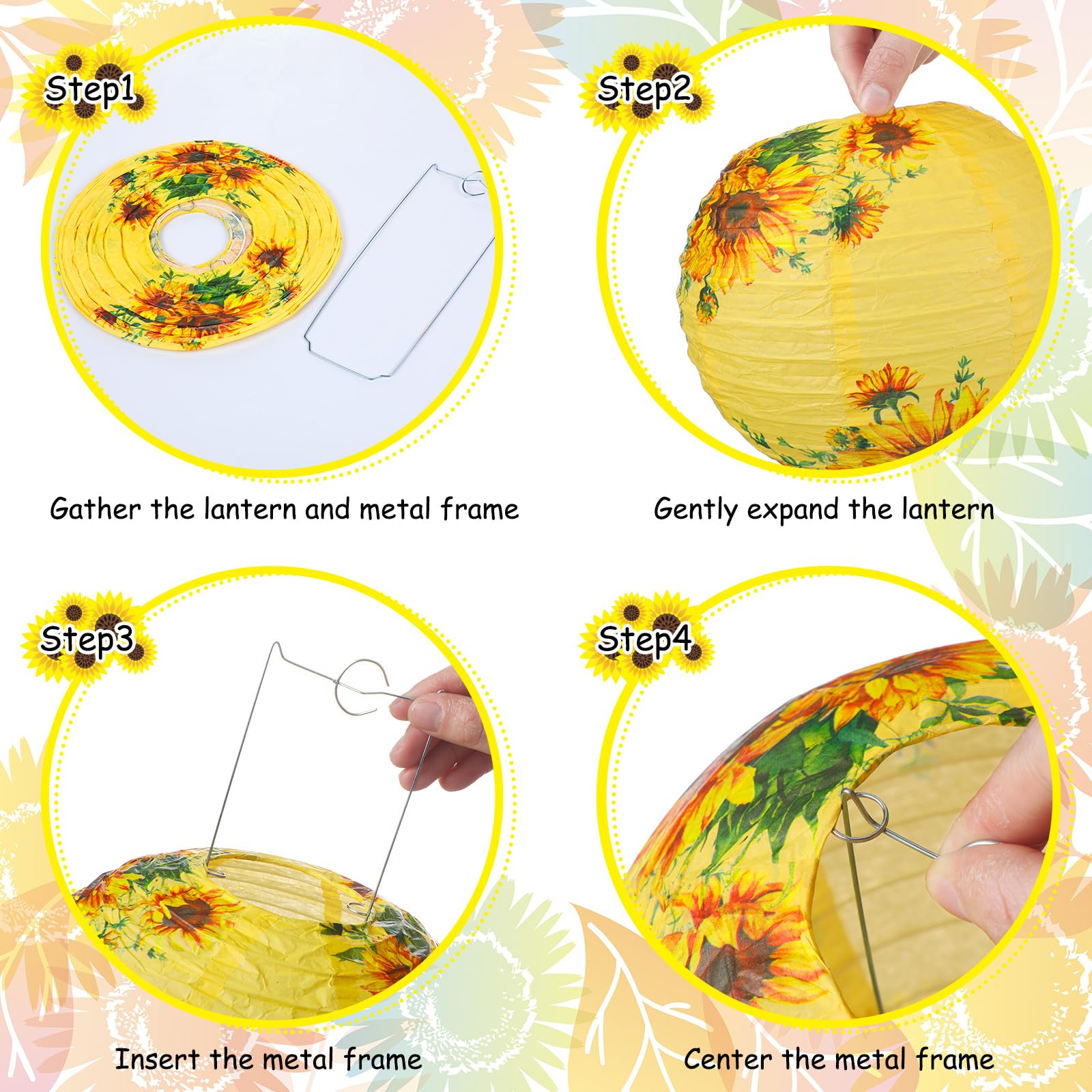 Panelee 12 Pcs Sunflower Paper Lanterns Party Decorations 8 Inch Hanging Round Paper Lanterns Hanging Paper Party Decorations Fo
