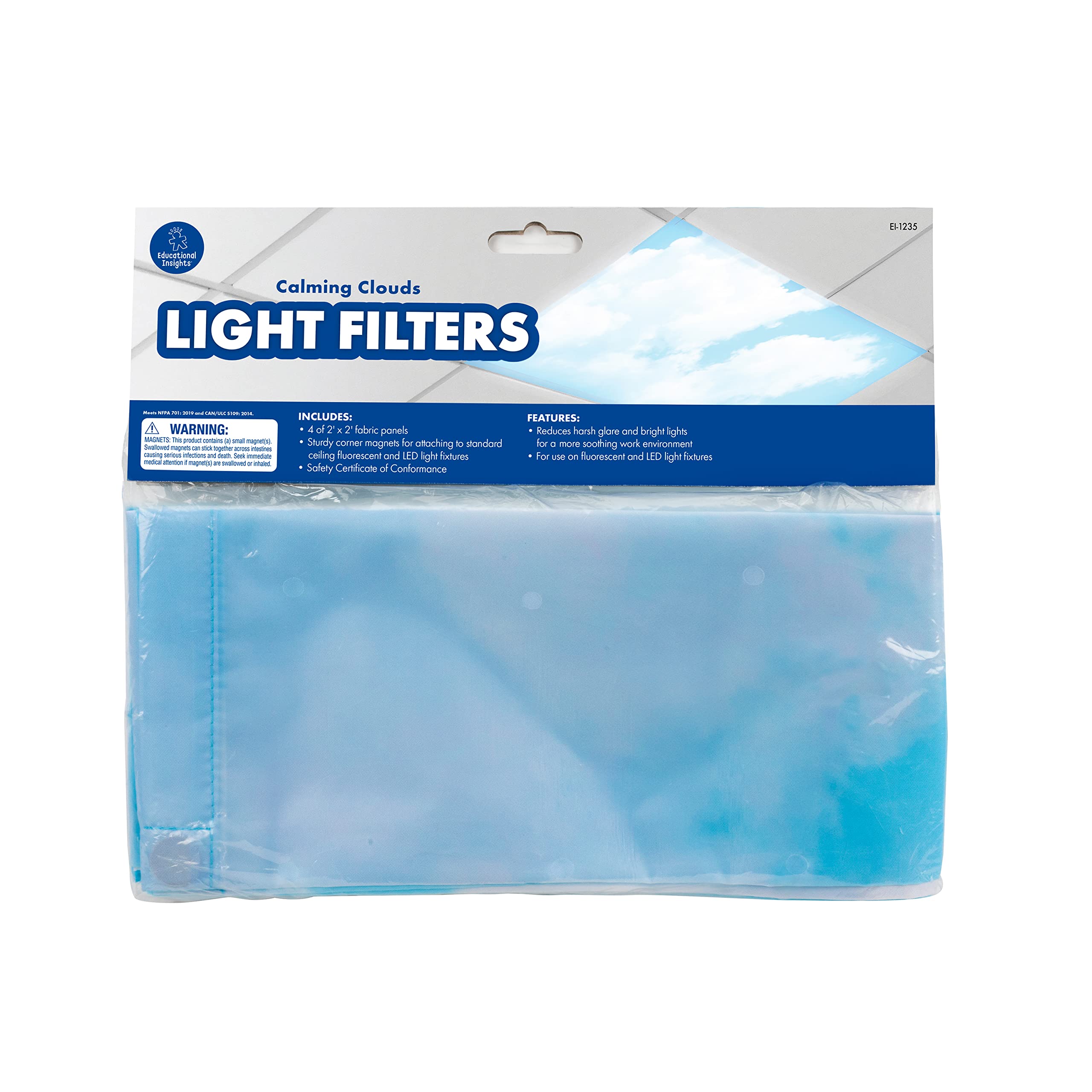 Educational Insights Calming Clouds Light Filters, 4-Pack, Fabric, Multi-color, Model 1235