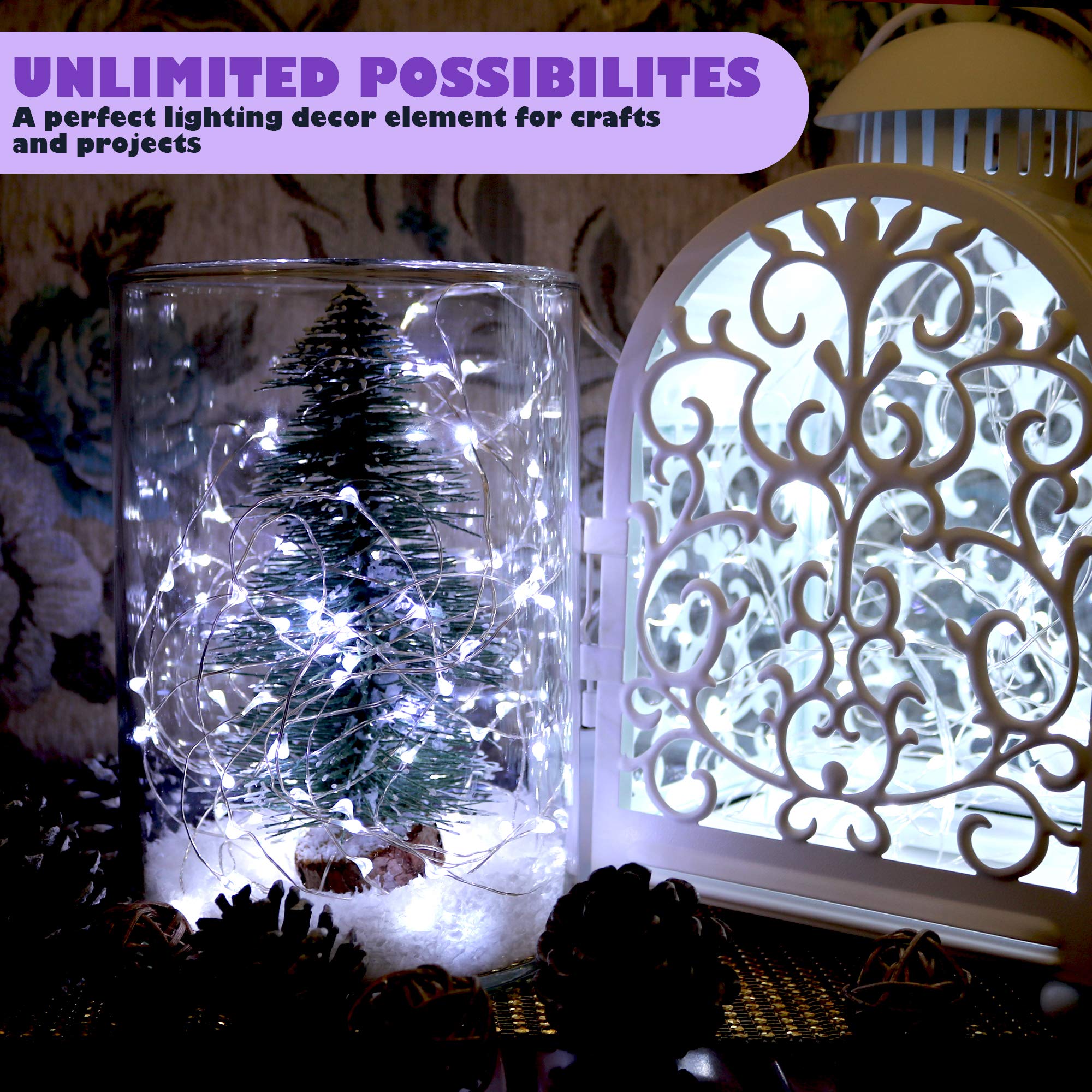 6 Pack Fairy Lights Battery Operated Waterproof Fairy String Lights Firefly Lights LED Starry String Lights 7ft 20 LEDs Silvery