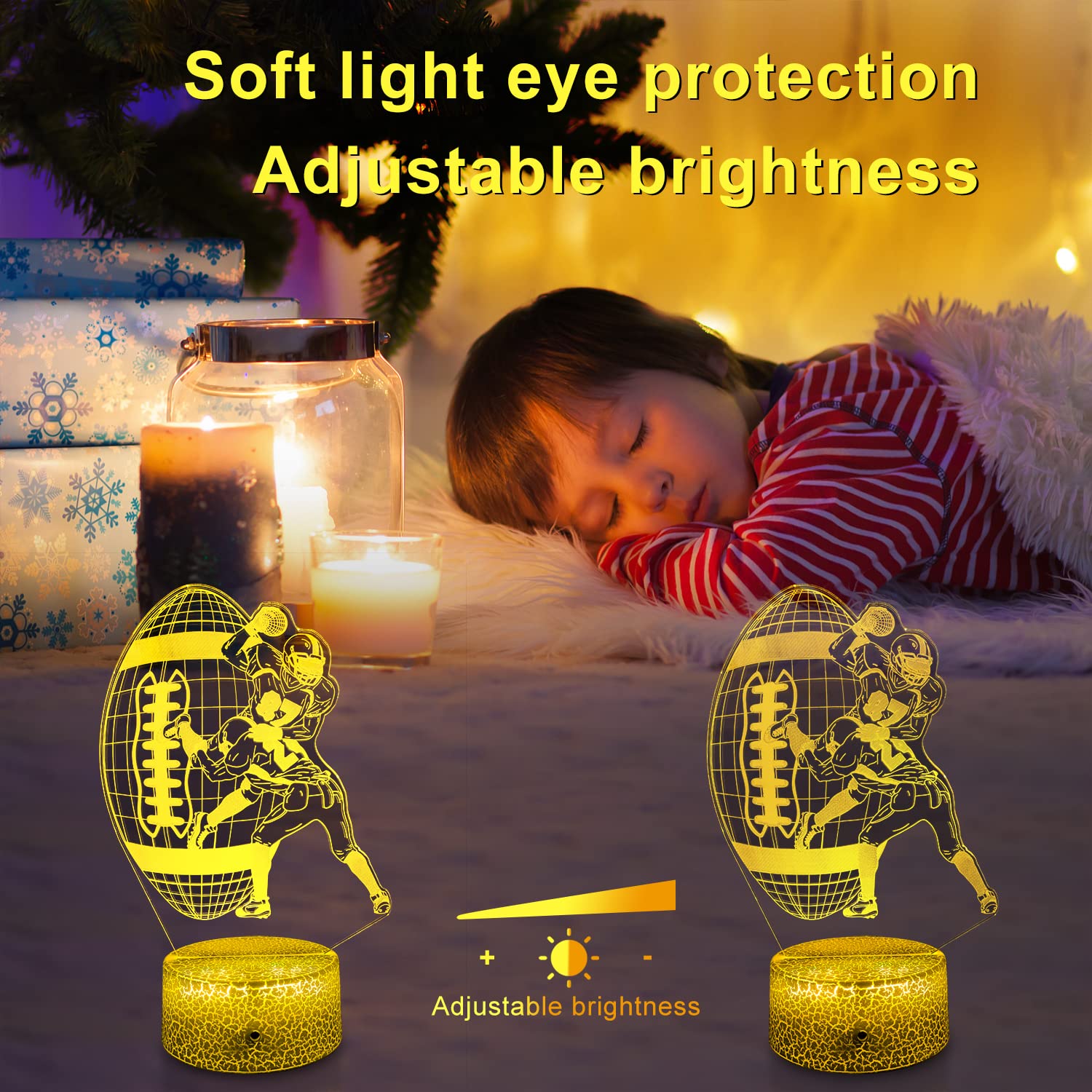 YOOEI Football Night Light for Kids LED 3D Night Lights Room Decor Bedside Lamp, with Remote & Smart Touch 16 Colors + 7 Colors