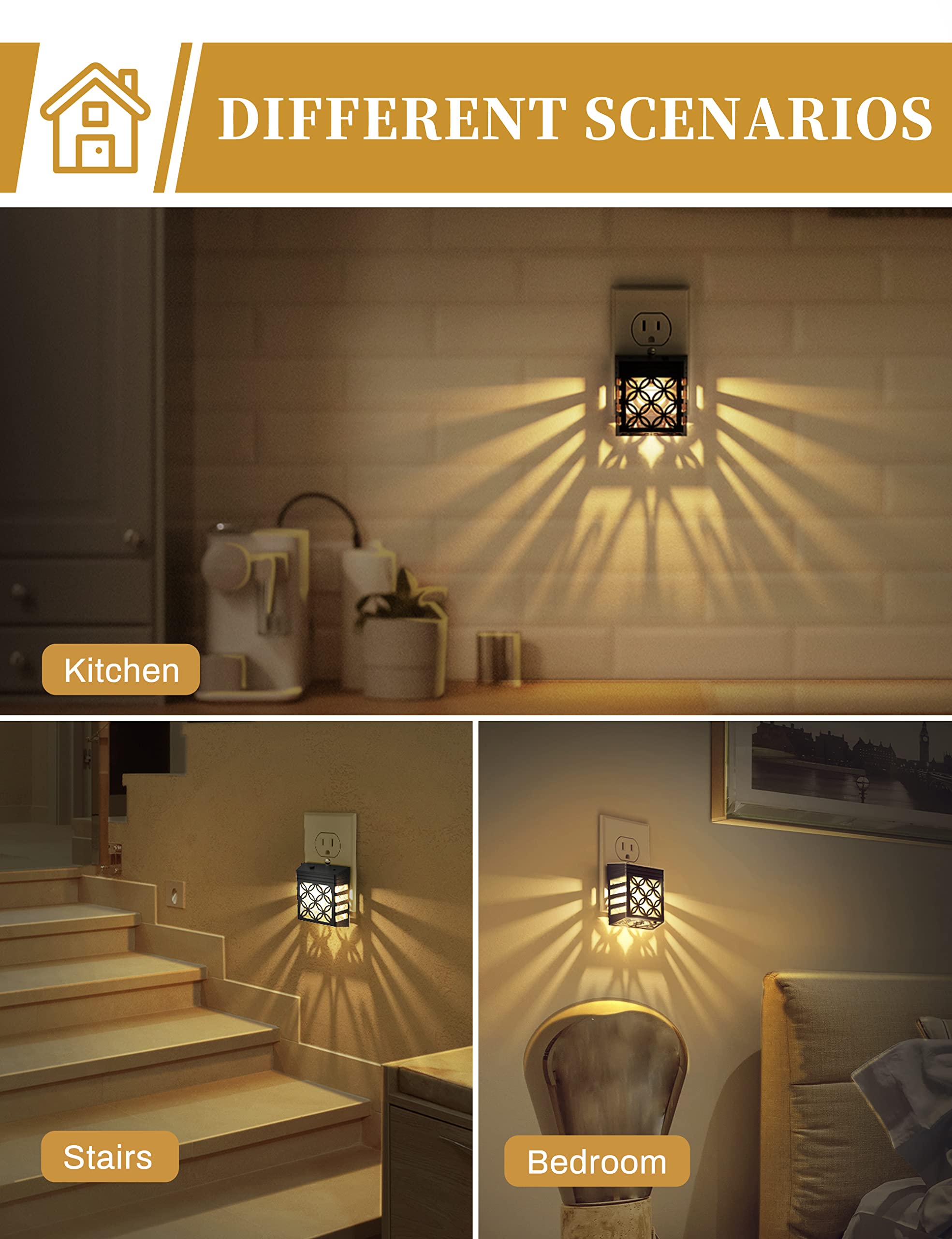 Doresshop Plug In Night Lights [4 Pack], Night Lights, Night Lights Plug Into Wall, Dusk To Dawn Sensor, Adjustable Brightness,