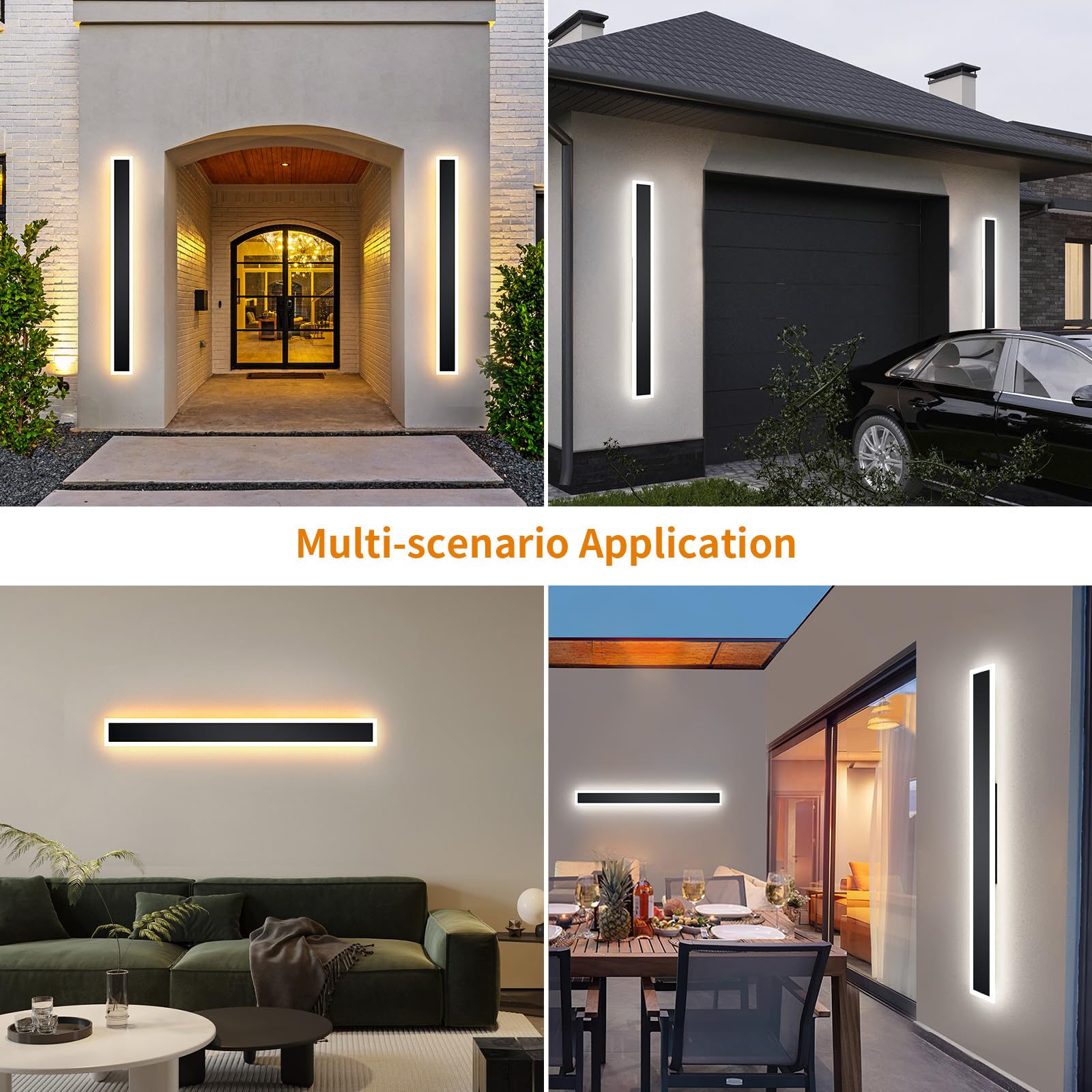 LannlKer Outdoor Wall Lights 47.2in Dimmable 3000K-6000K IP65 Waterproof Black Metal Sconce Model BD-WJ