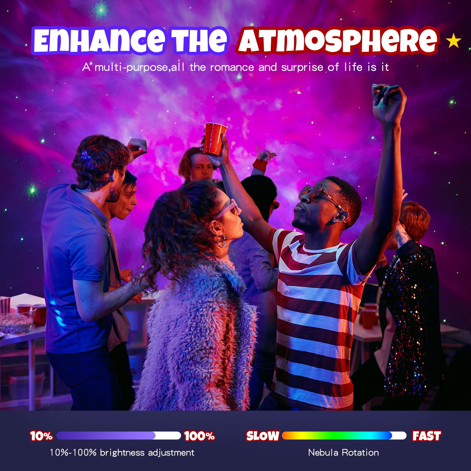 Juiara Astronaut Star Projector Night Light - Space Galaxy Lamp With Timer & Remote, White