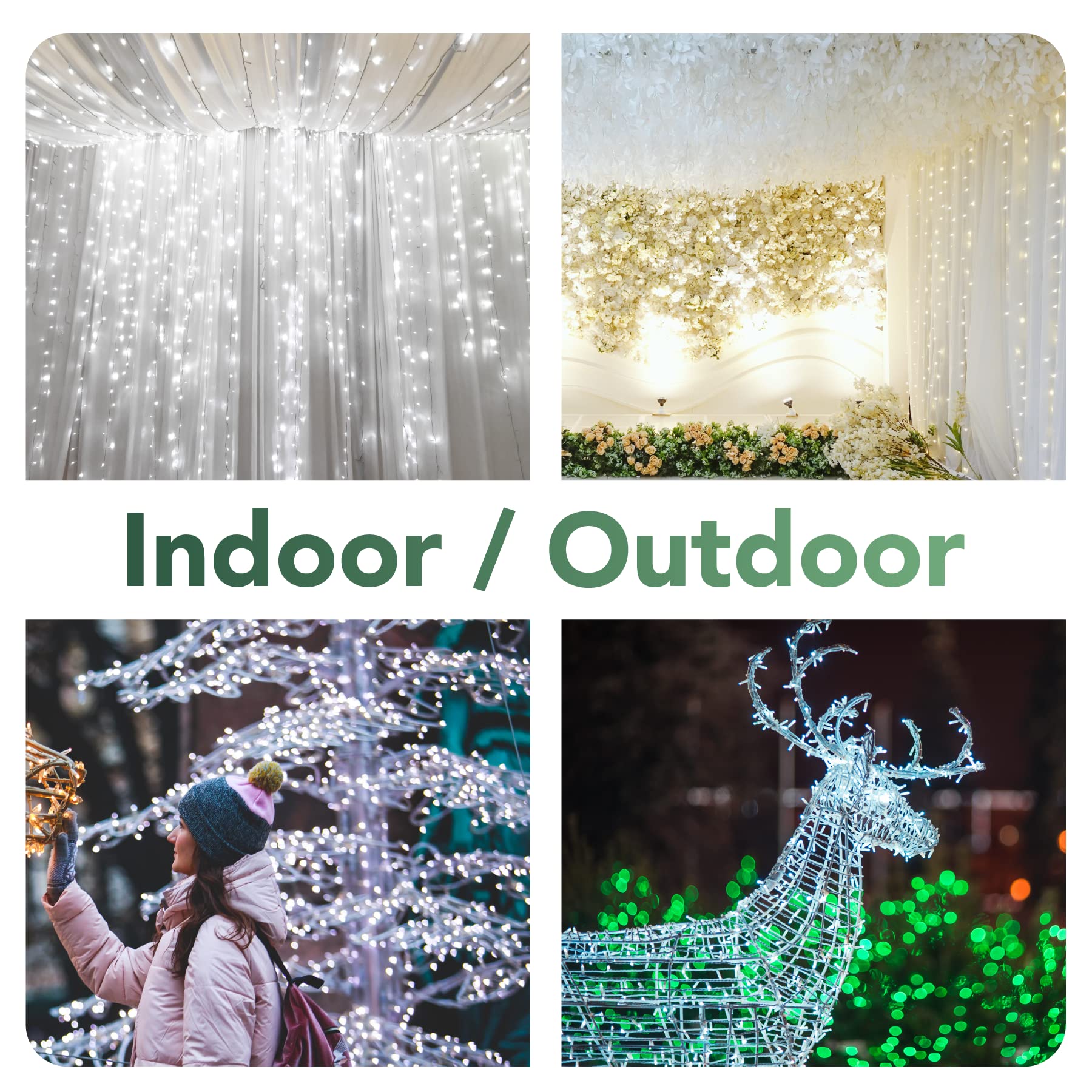MAGGIFT 304 LED Curtain String Lights, 9.8x9.8ft, 8 Modes, Cool White, Remote Control, Indoor/Outdoor Decoration