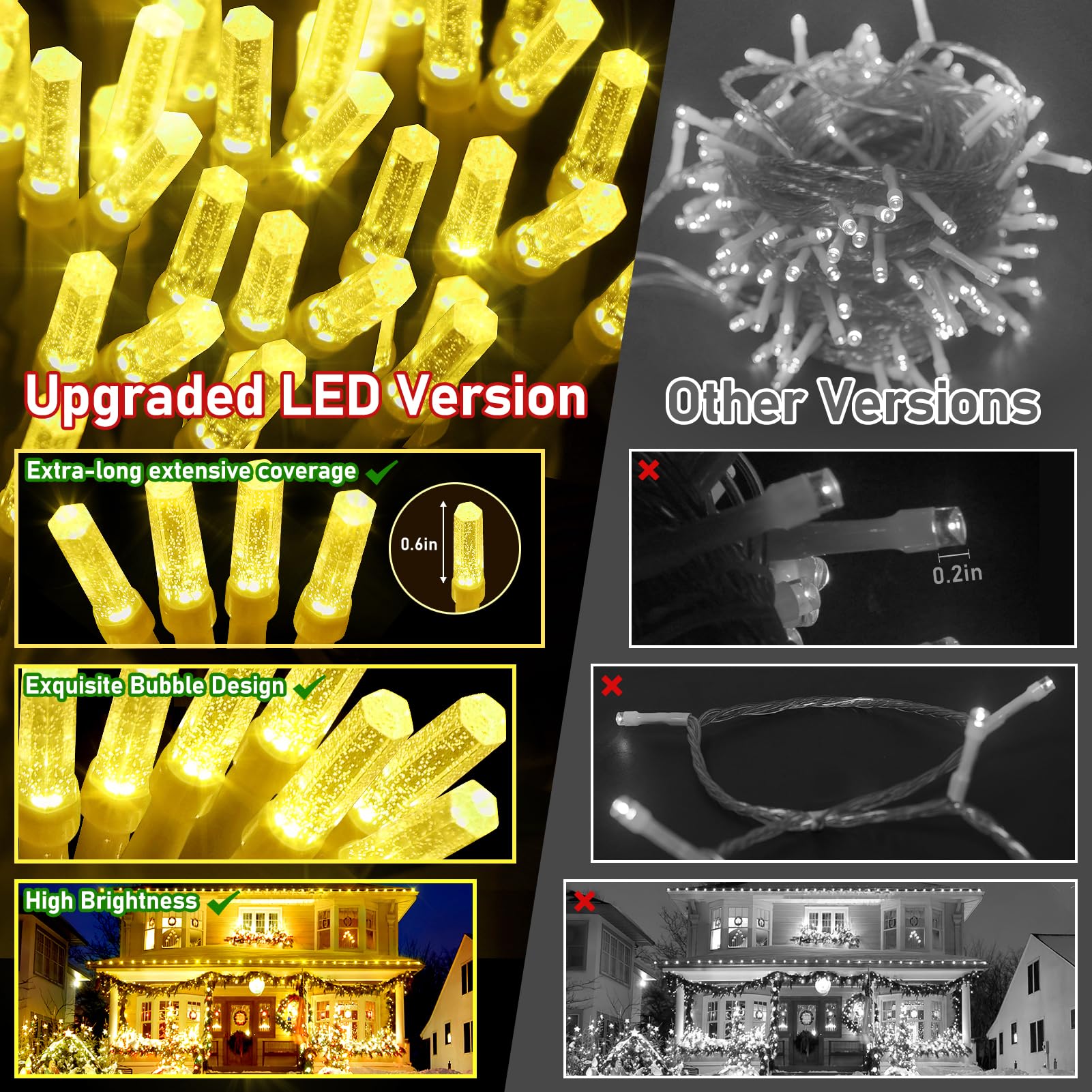 Xurisen Upgraded 561Ft 1400 Led Christmas Lights Outdoor, Super Long String Lights 8 Modes & Memory Timer Plug In Fairy Lights F